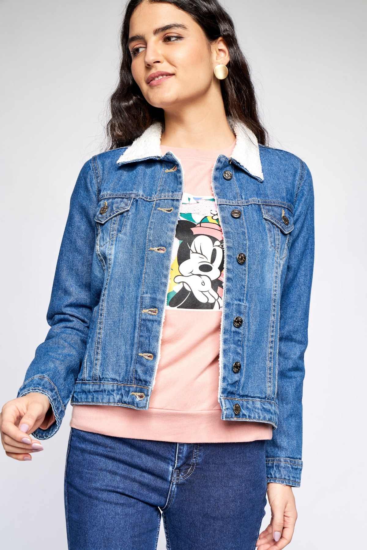 Medium Blue Self Design Straight Jacket