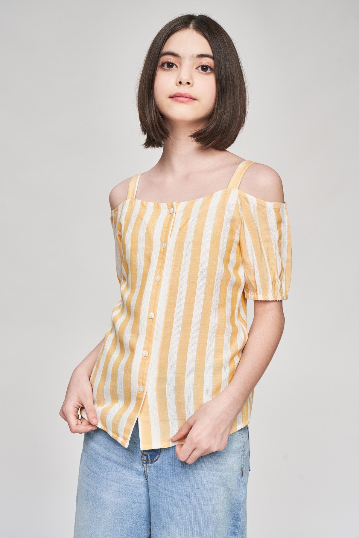 AND | Yellow Striped Printed Shirters Top 3