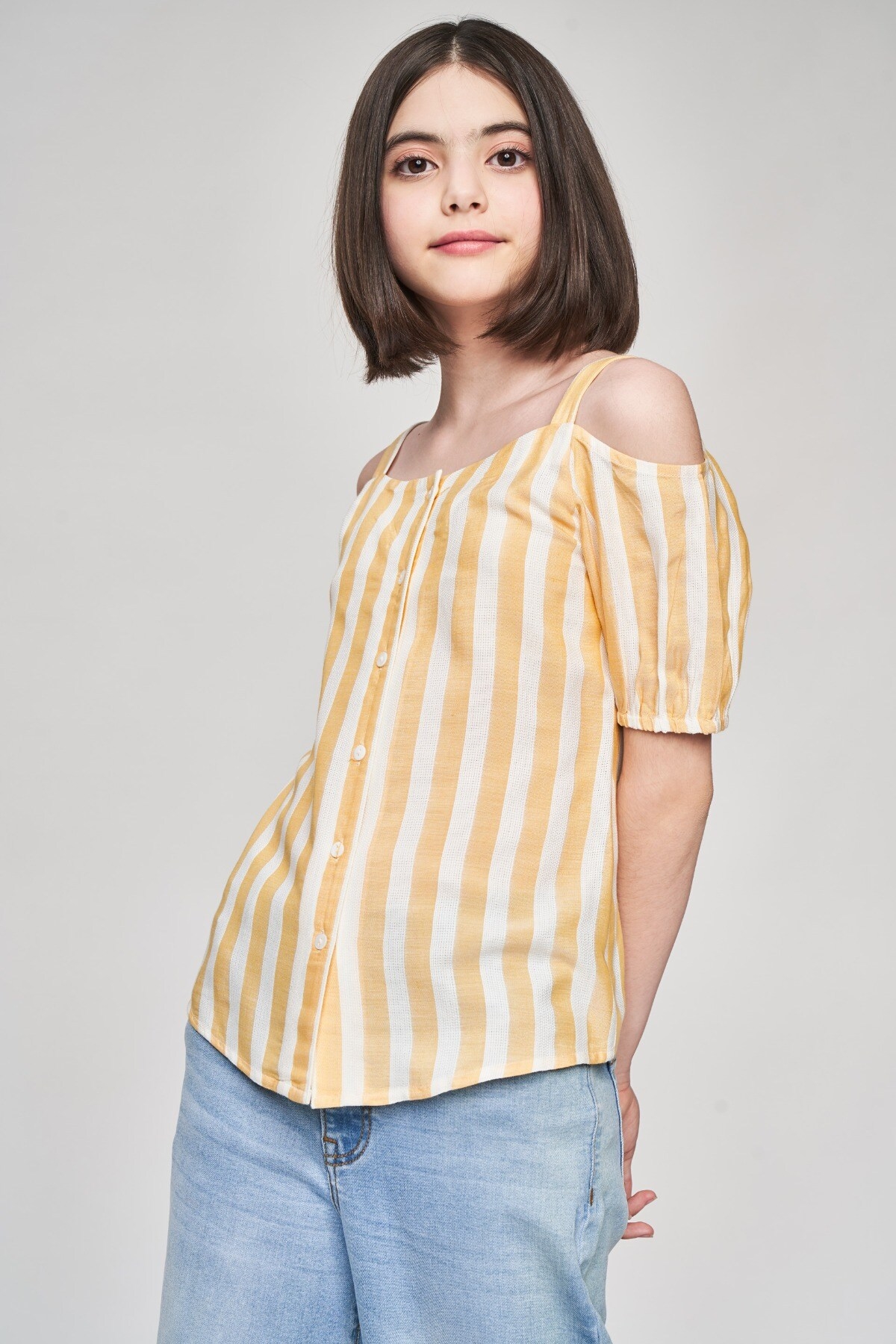 AND | Yellow Striped Printed Shirters Top 4