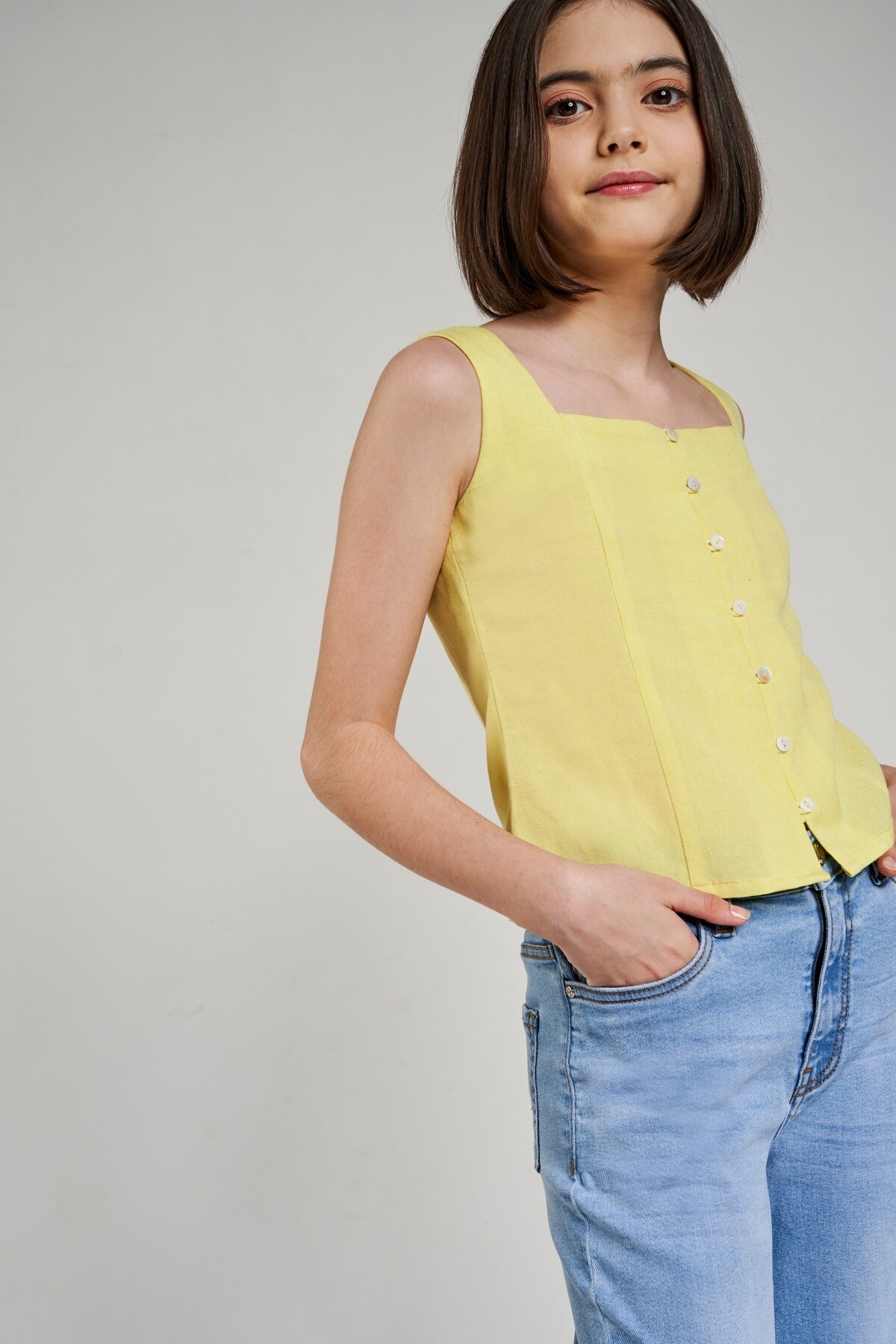 AND | Yellow Solid A-Line Top 6