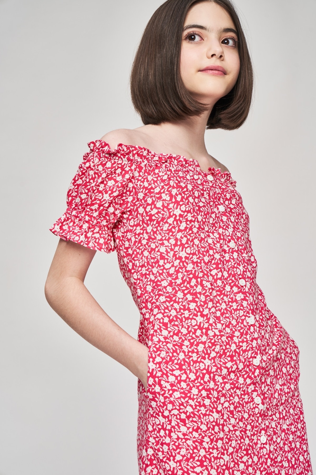 AND | Pink Floral Printed Fit And Flare Dress 2