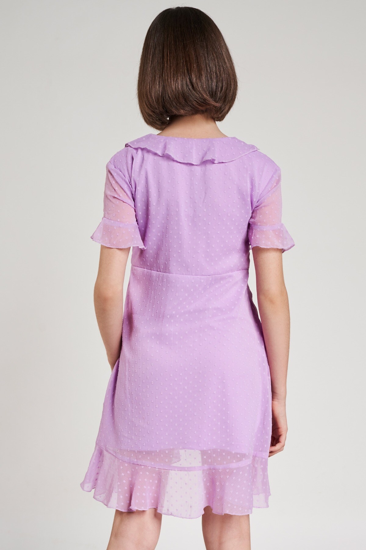 AND | Lilac Self Design Fit And Flare Dress 2