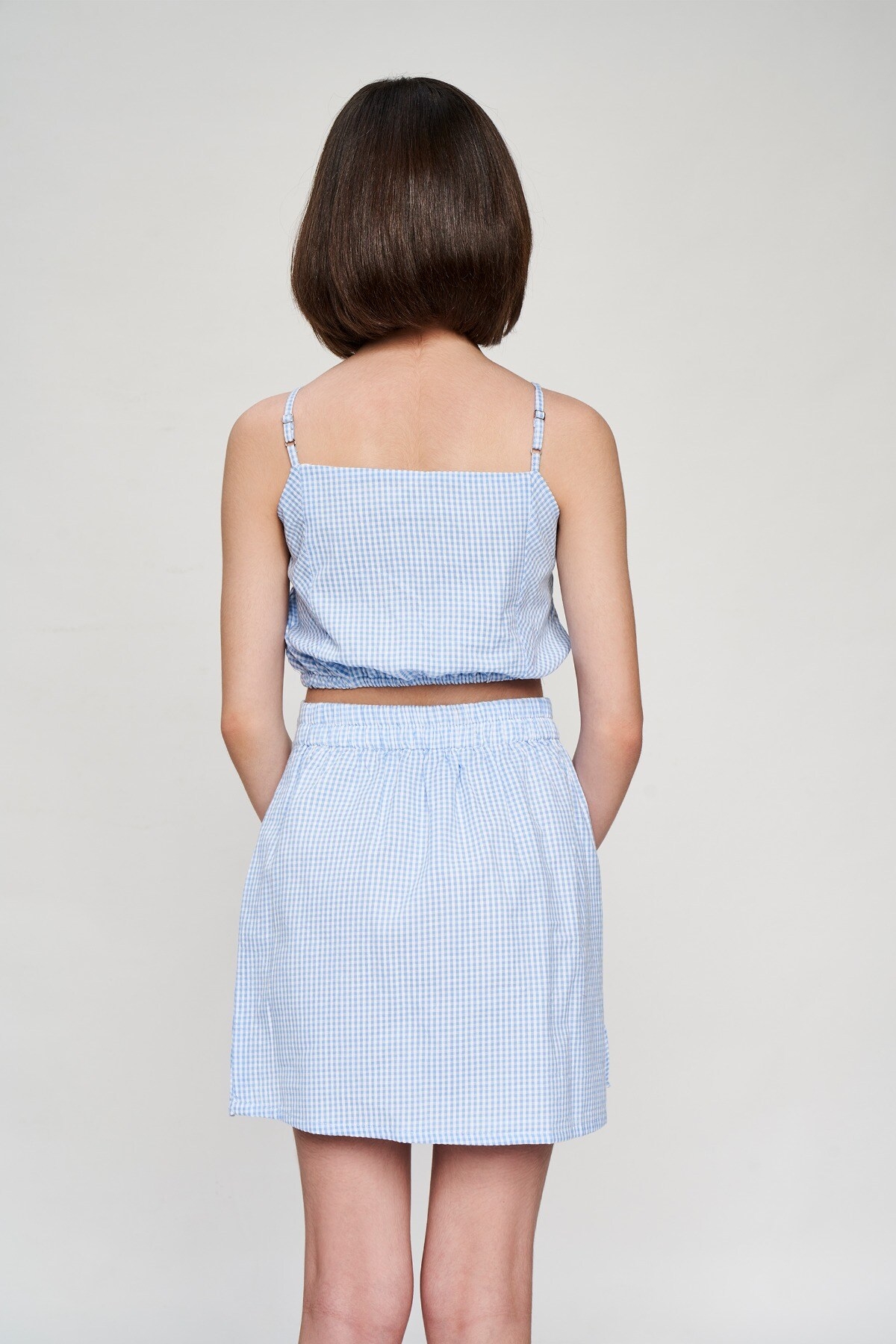 AND | Blue Checked Printed Cropped Co-Ordinate  Set 2