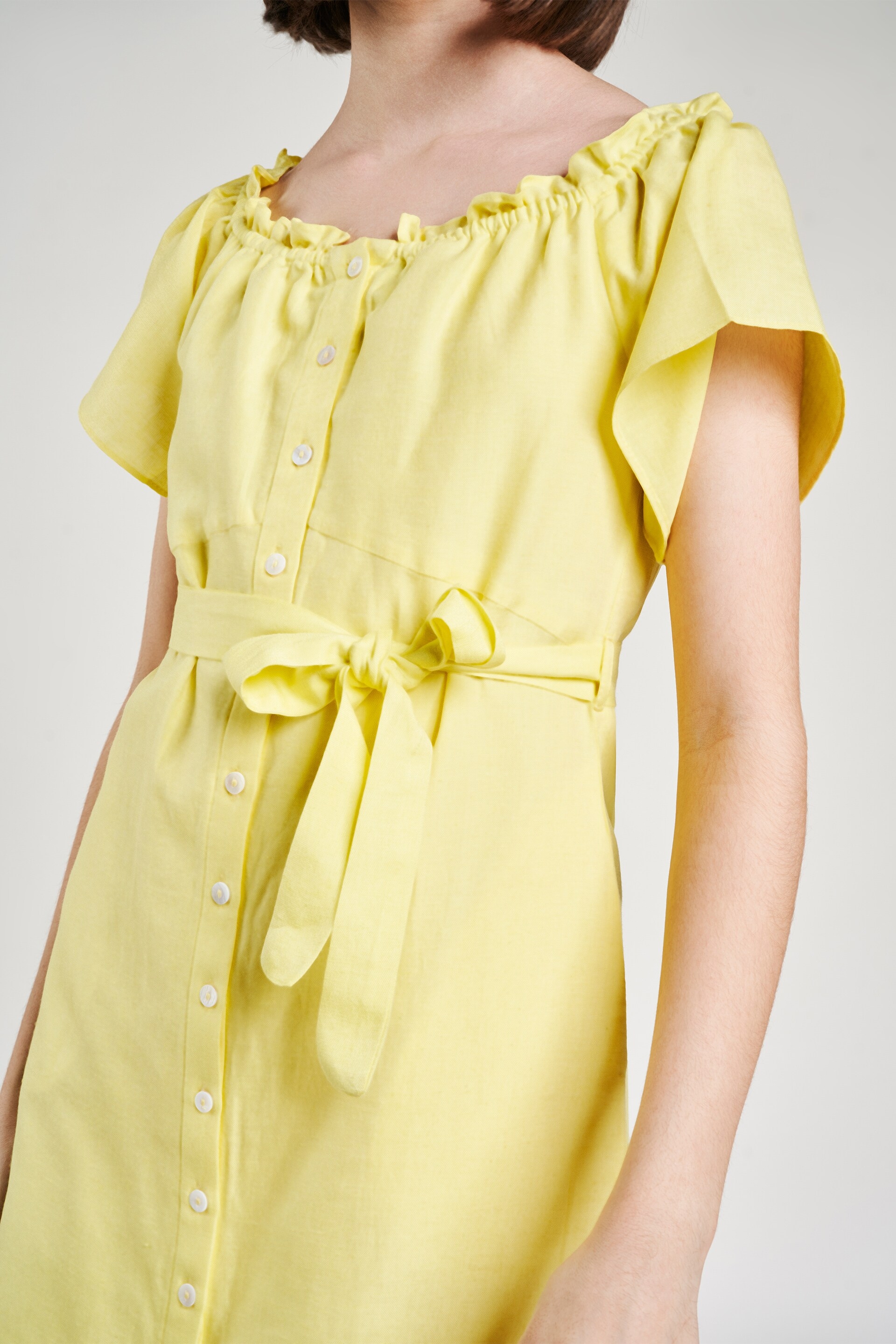 AND | Yellow Solid Fit And Flare Dress 4