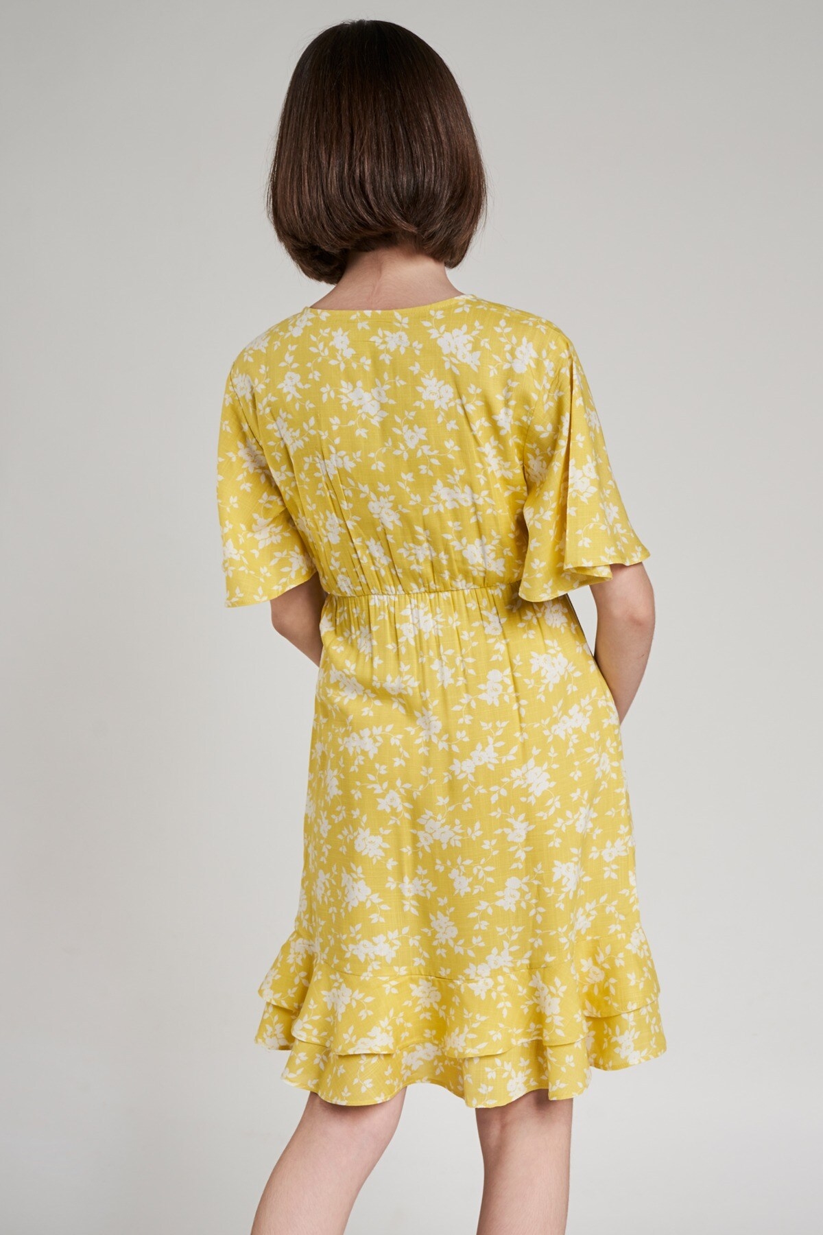 AND | Yellow Floral Printed Fit And Flare Dress 3