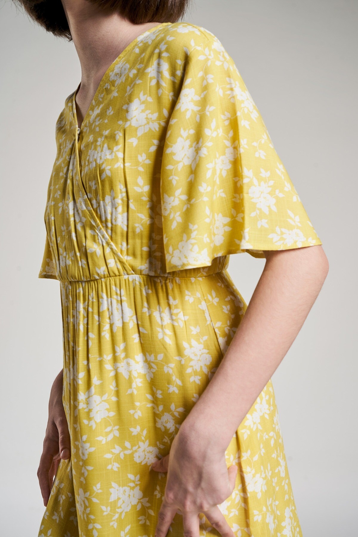 AND | Yellow Floral Printed Fit And Flare Dress 6