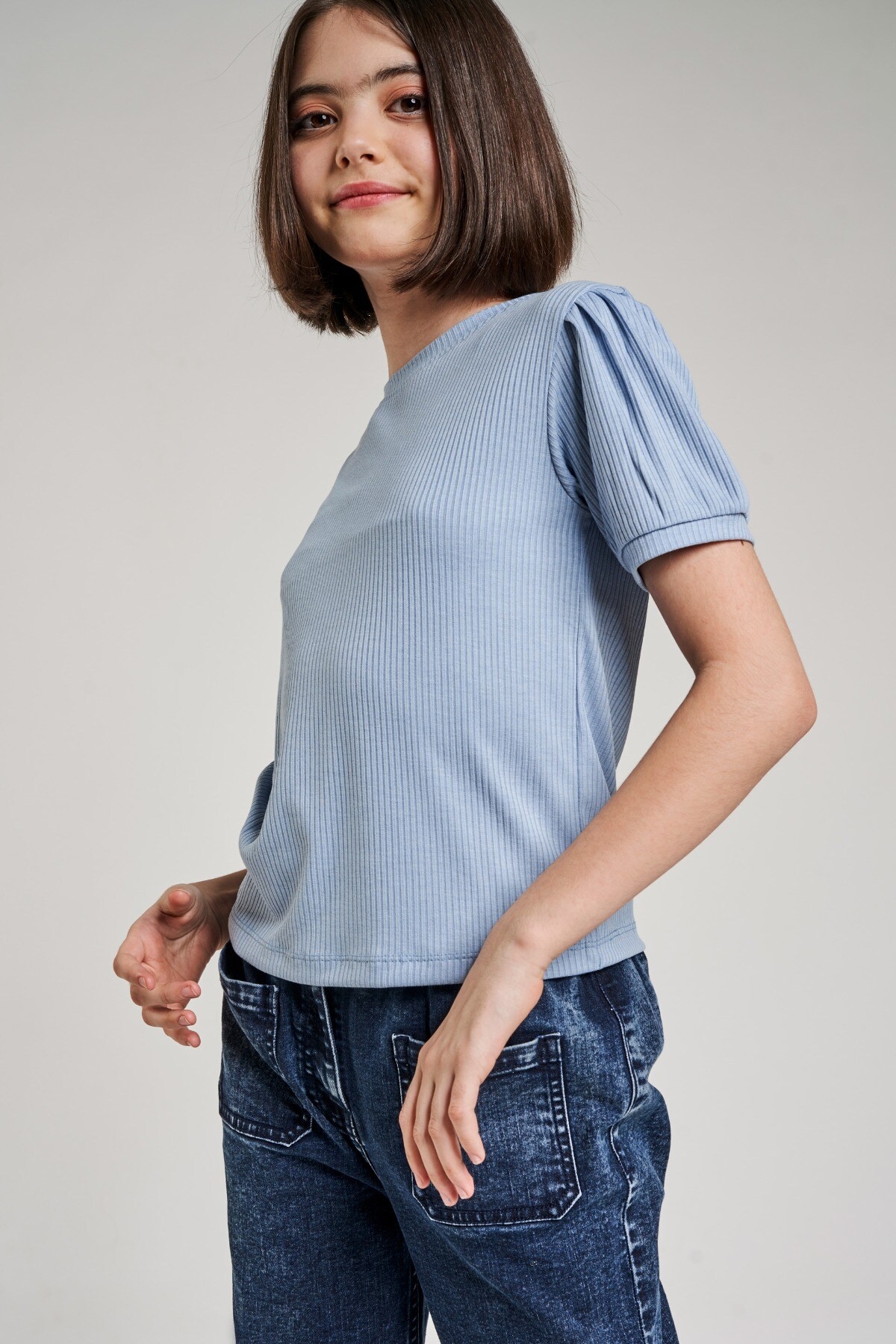 AND | Powder Blue Solid A-Line Top 3