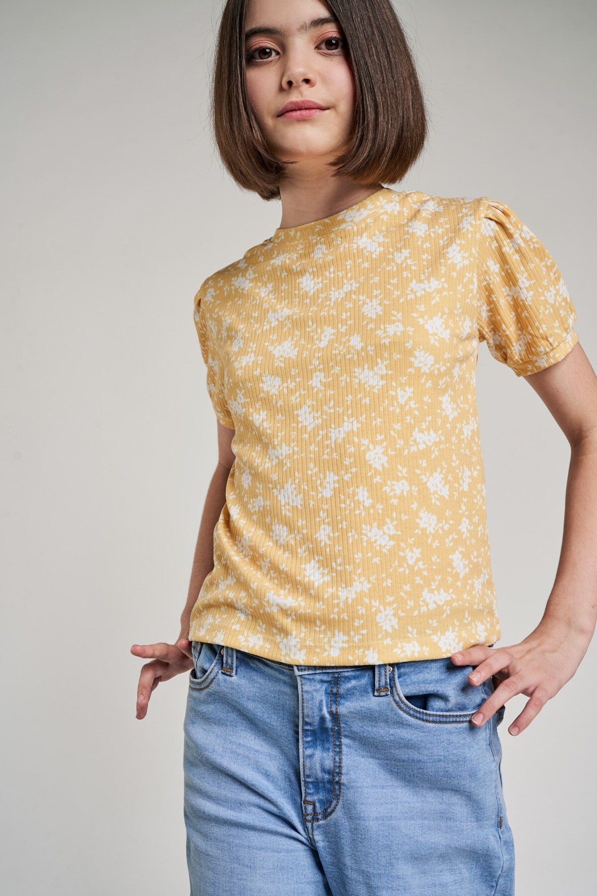 AND | Yellow Floral Printed A-Line Top 1