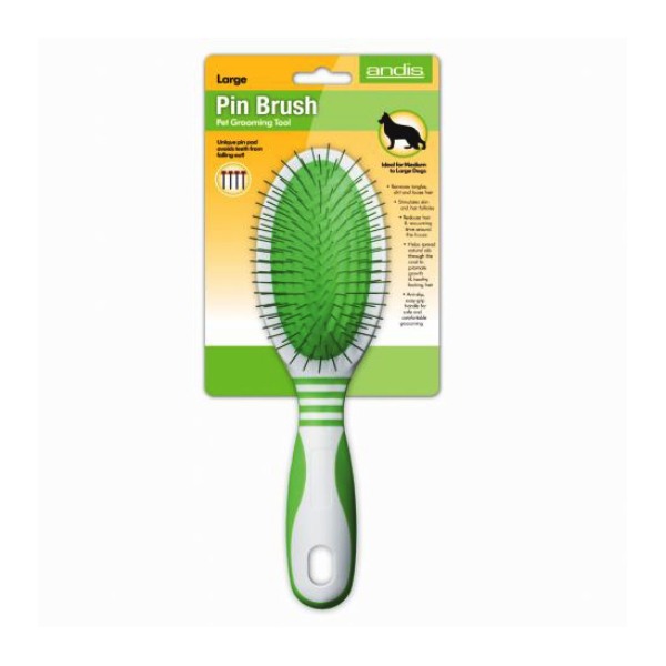 Andis Large Pin Brush White and Lime Green - Large