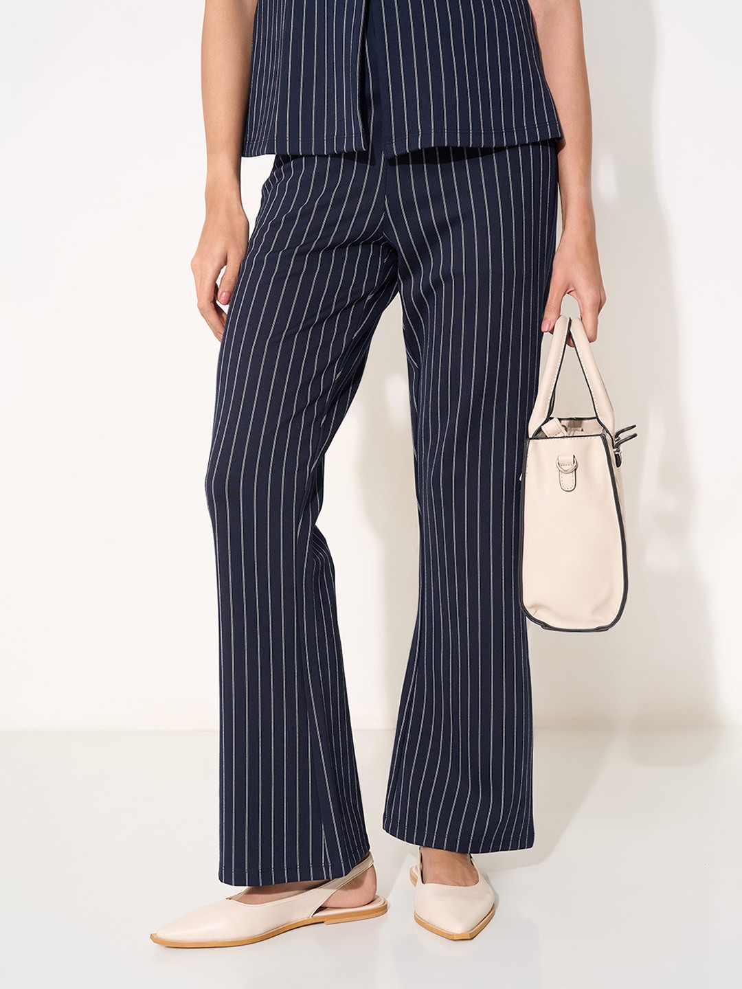 Navy Pinstripe Bootcut Treggings