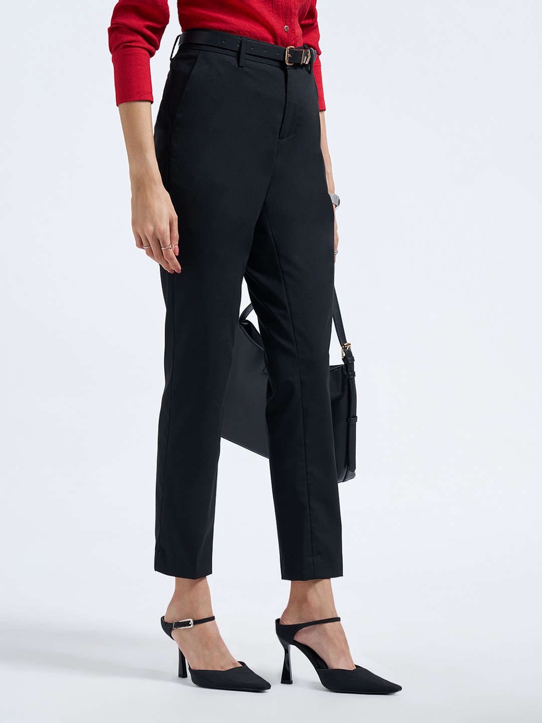 Black Tailored Slim Fit Ankle Trousers