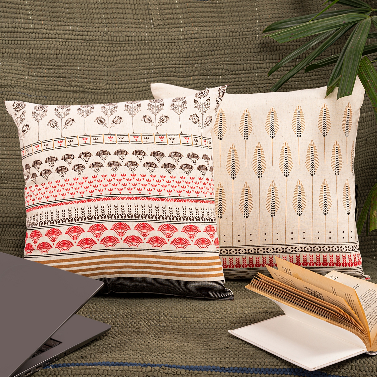 Anwyn Pack of 2 Square Printed cushion cover