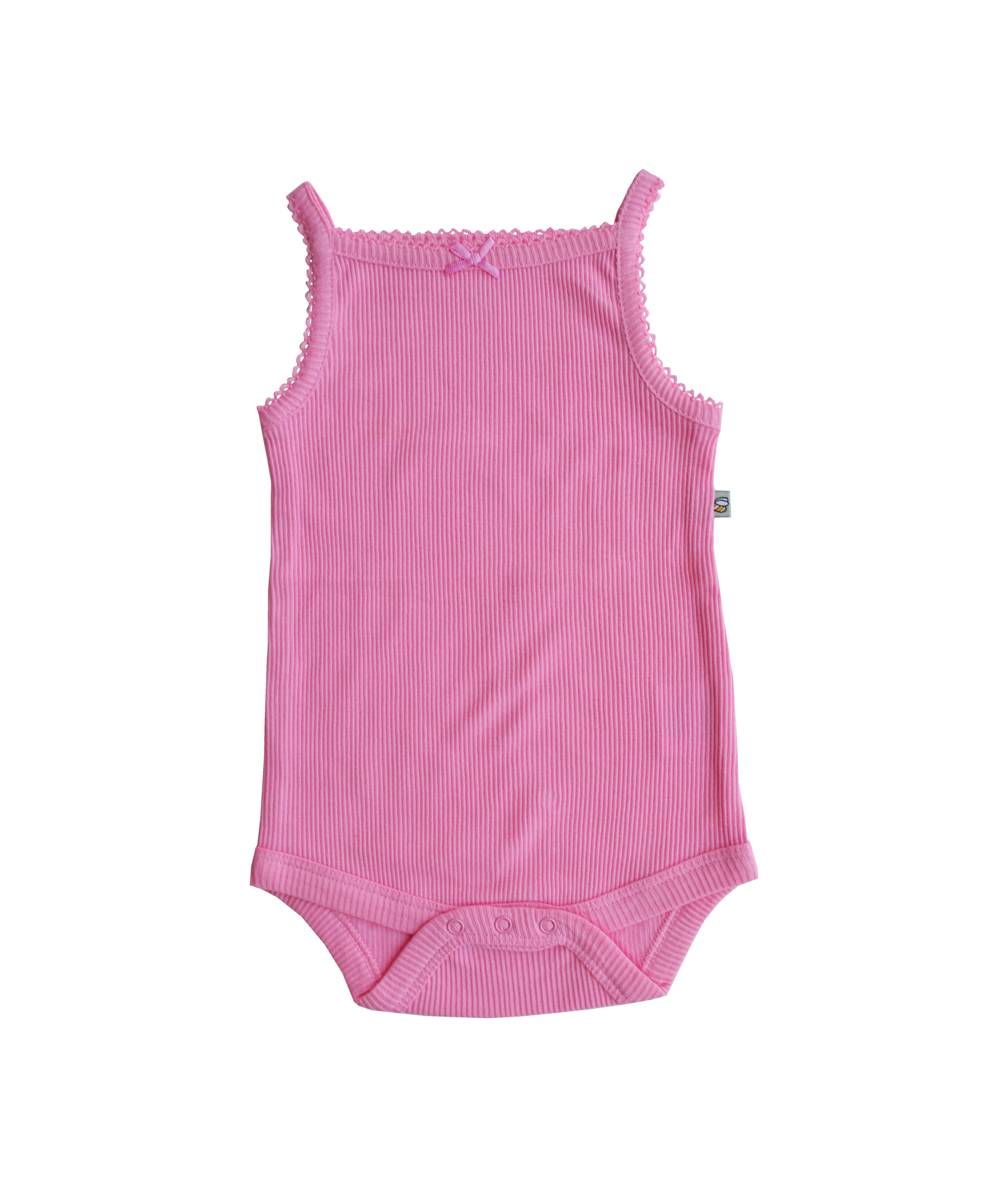 Babeez | Pink Bodysuit with satin bow (100% Cotton Rib) undefined