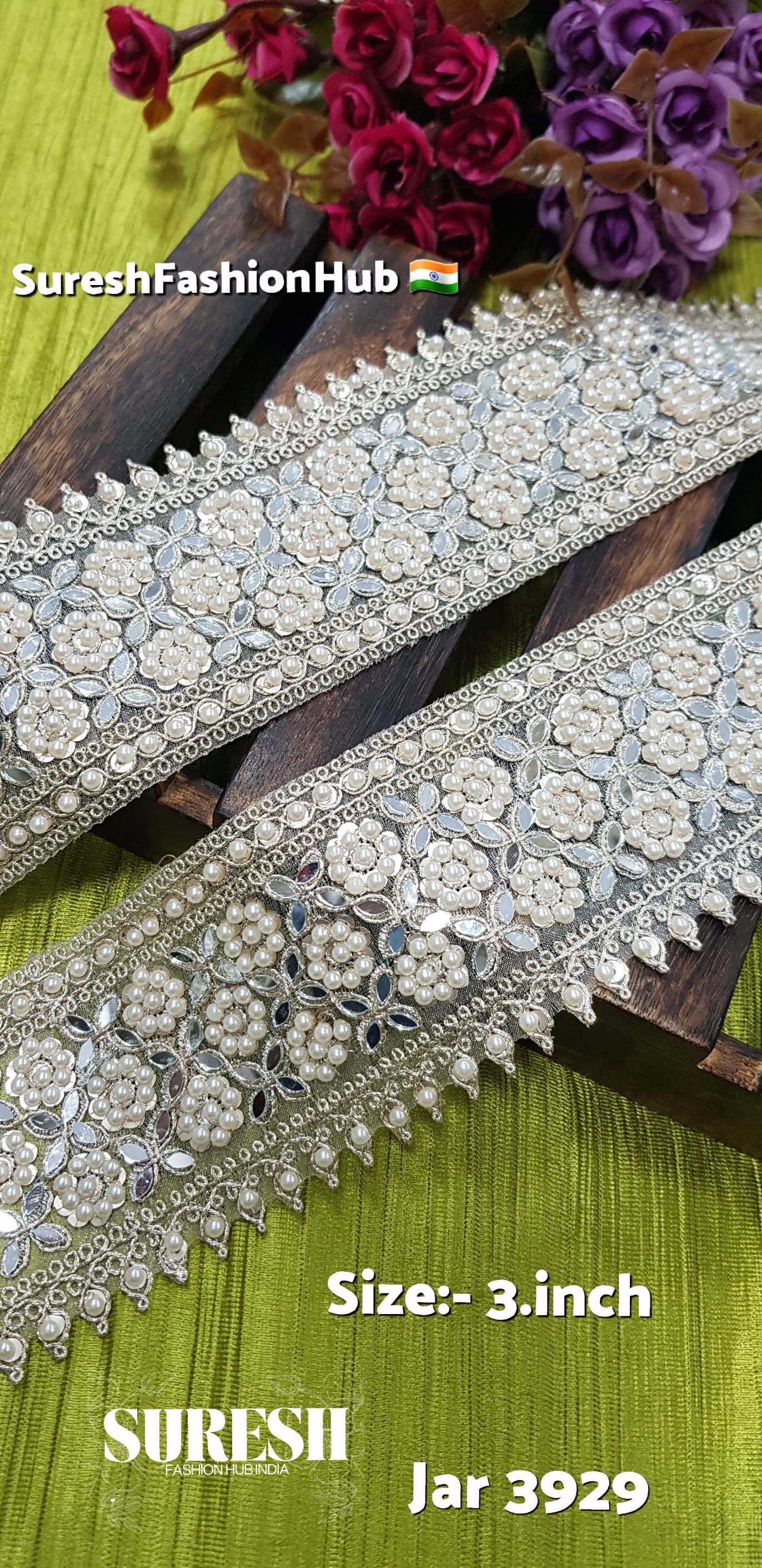 Floral Elegance Pearl Cutwork Organza Lace – Jar-3929