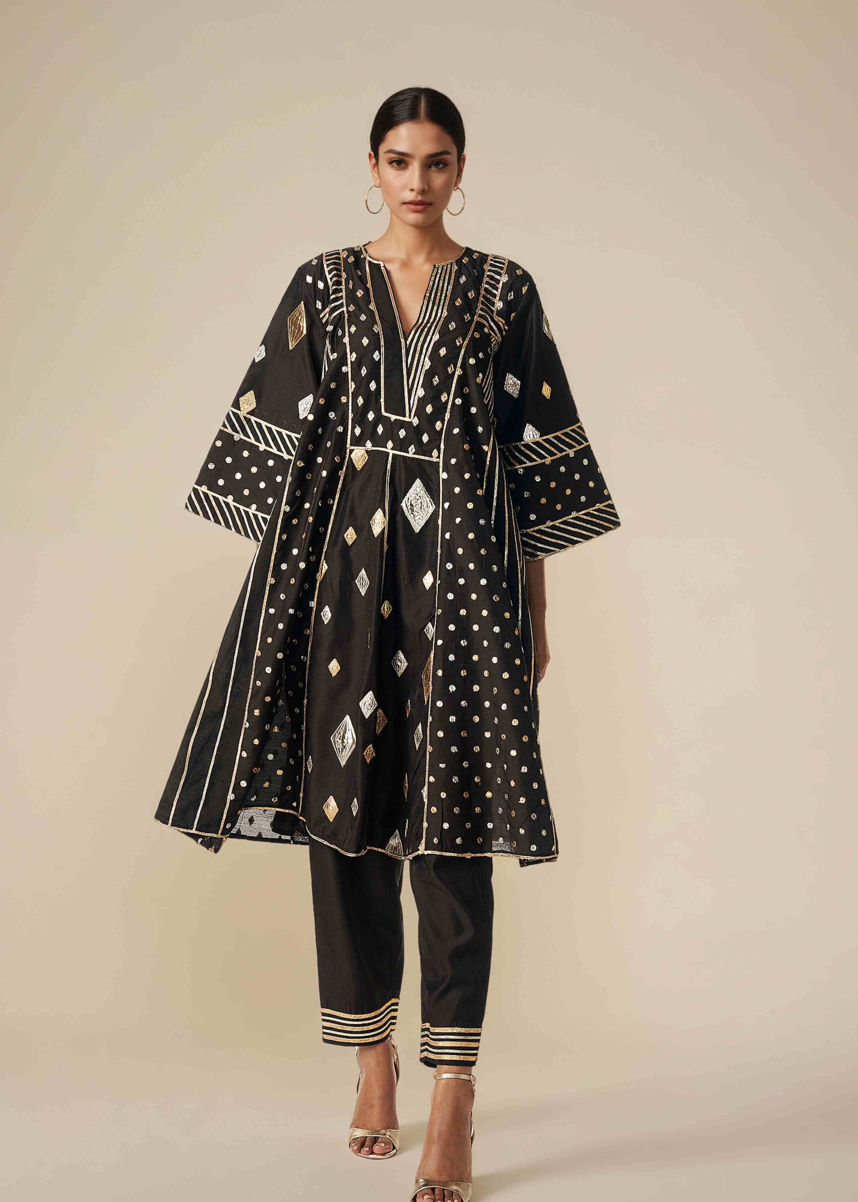 Black Kali Kurta Set