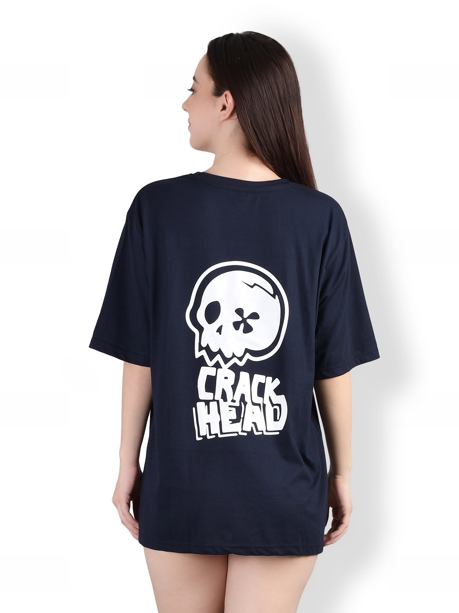 Creak Head : Quirky Printed Oversized Women's Tees In Blue Color
