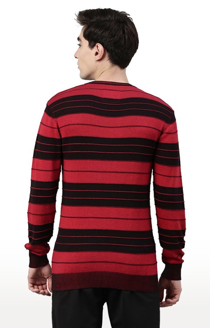 Men's Red Cotton Melange Sweaters