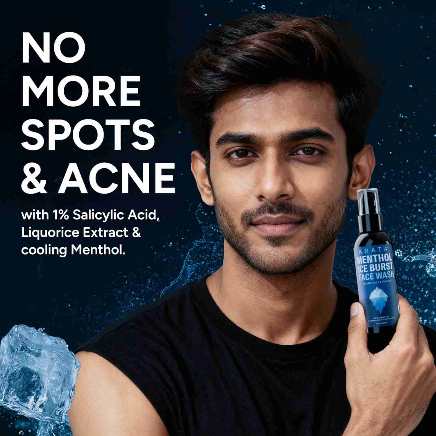 Arata | Menthol Ice Burst Face Wash |For all Skin Types | 100ml