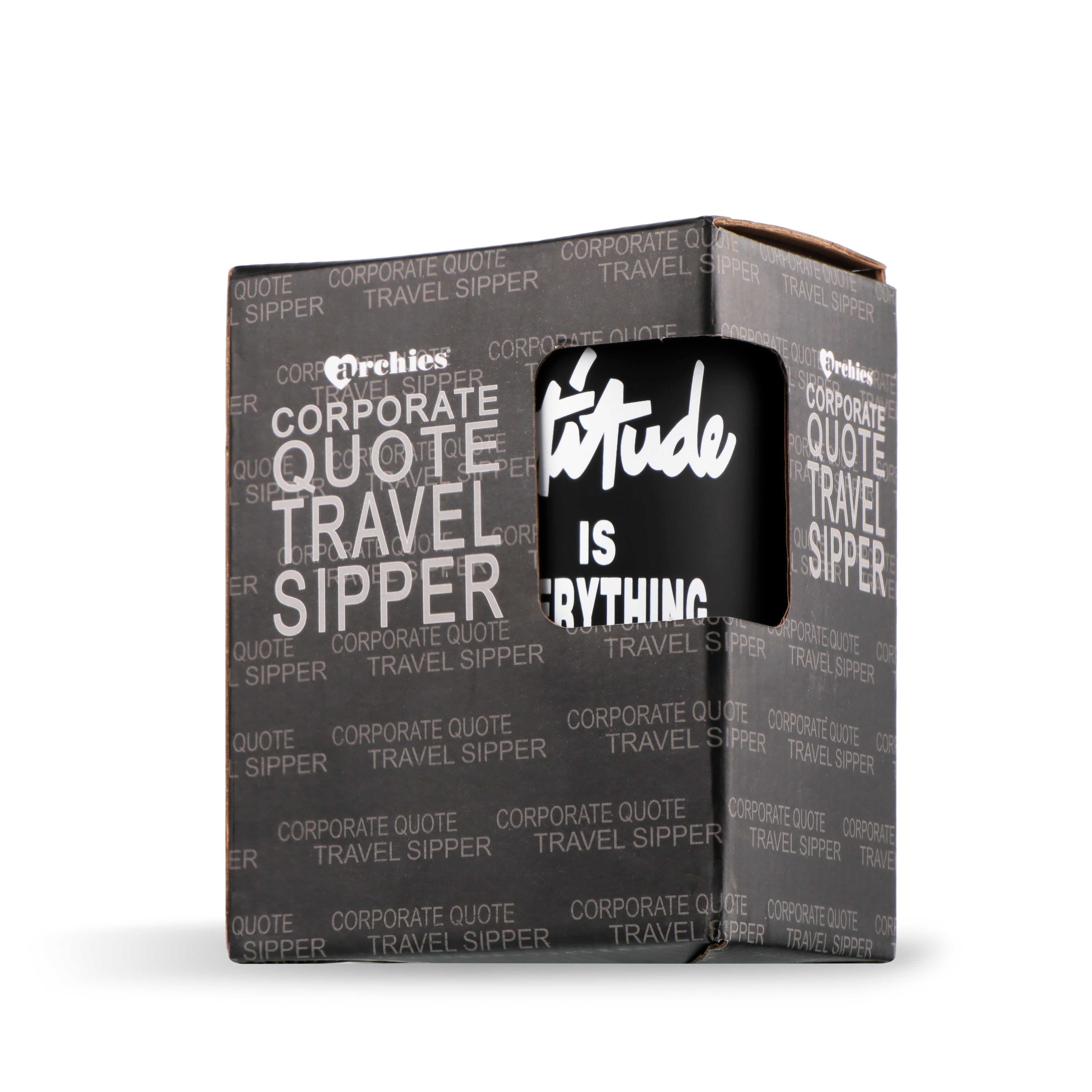 Archies Printed Hard Prastic Travel Sipper & Notbook combo with Corporate Quote Theme