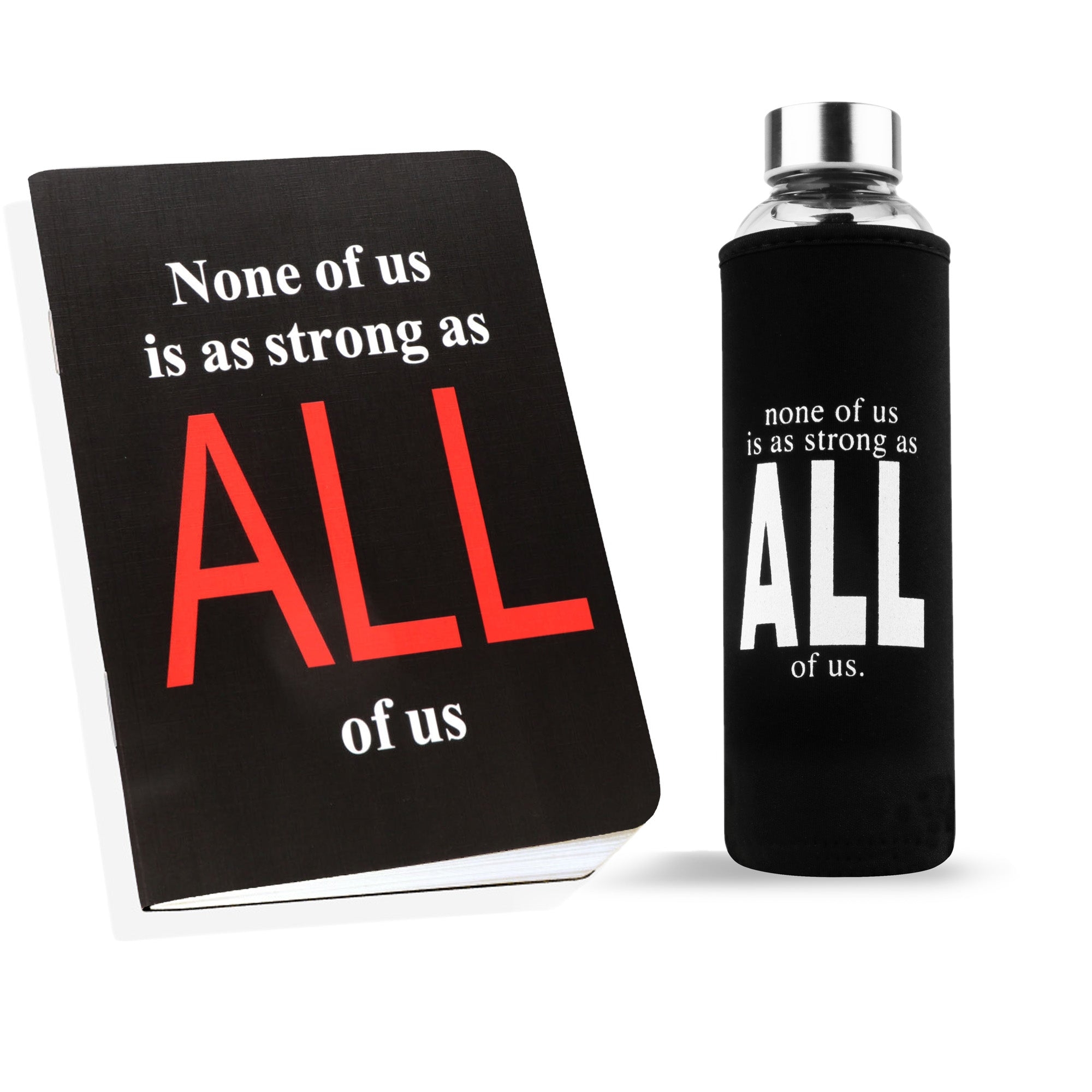 Archies | Archies Printed Glass  Water Bottle With Protector Cover & Notebook combo With Corporate Quote Theme  0