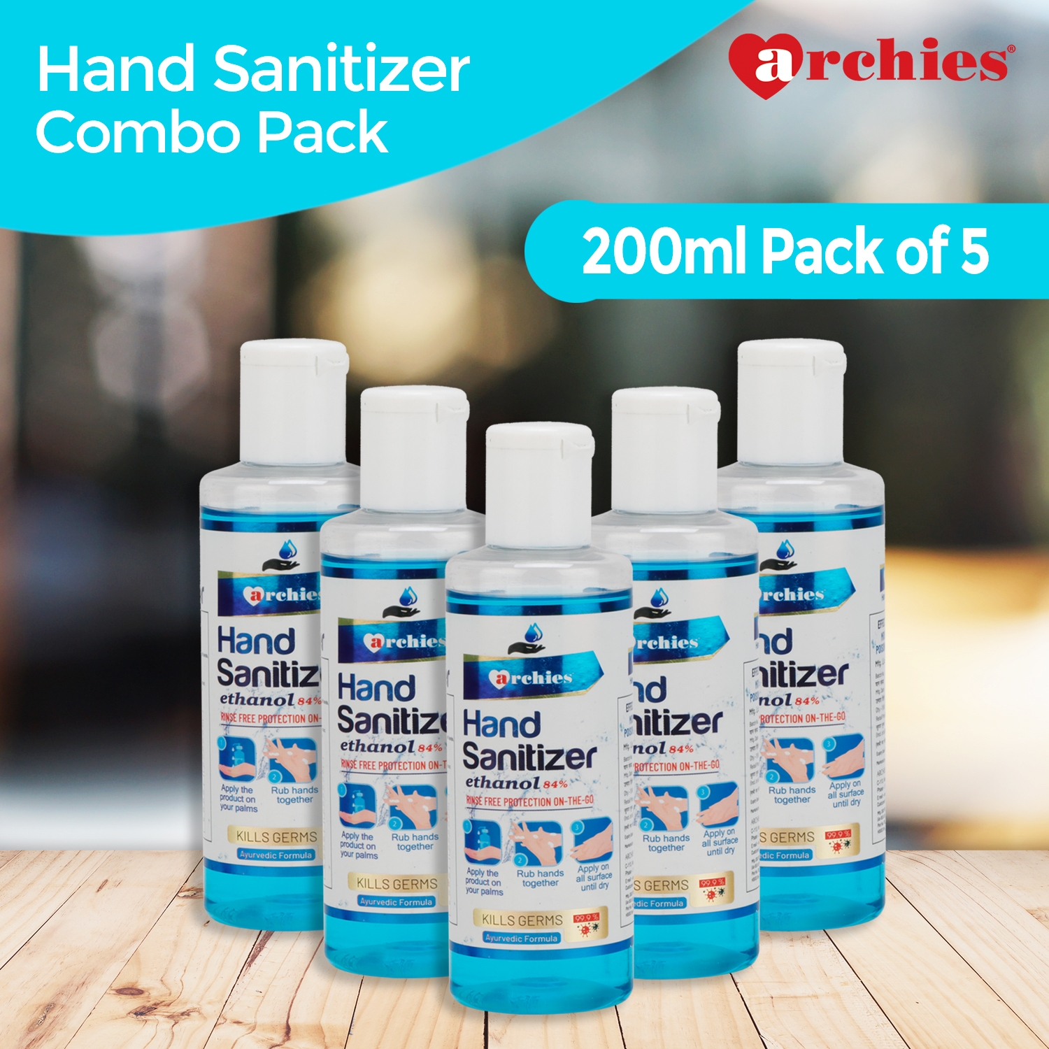 Archies | Archies Hand Sanitizer Combo Pack 200ml x 5 0