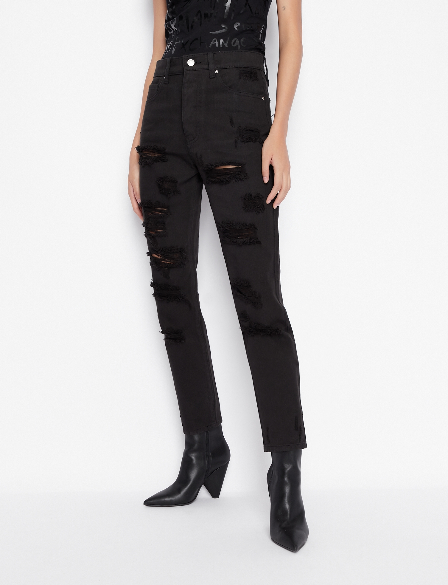 CARROT FIT TROUSERS WITH EMBOSSED BELT - Black