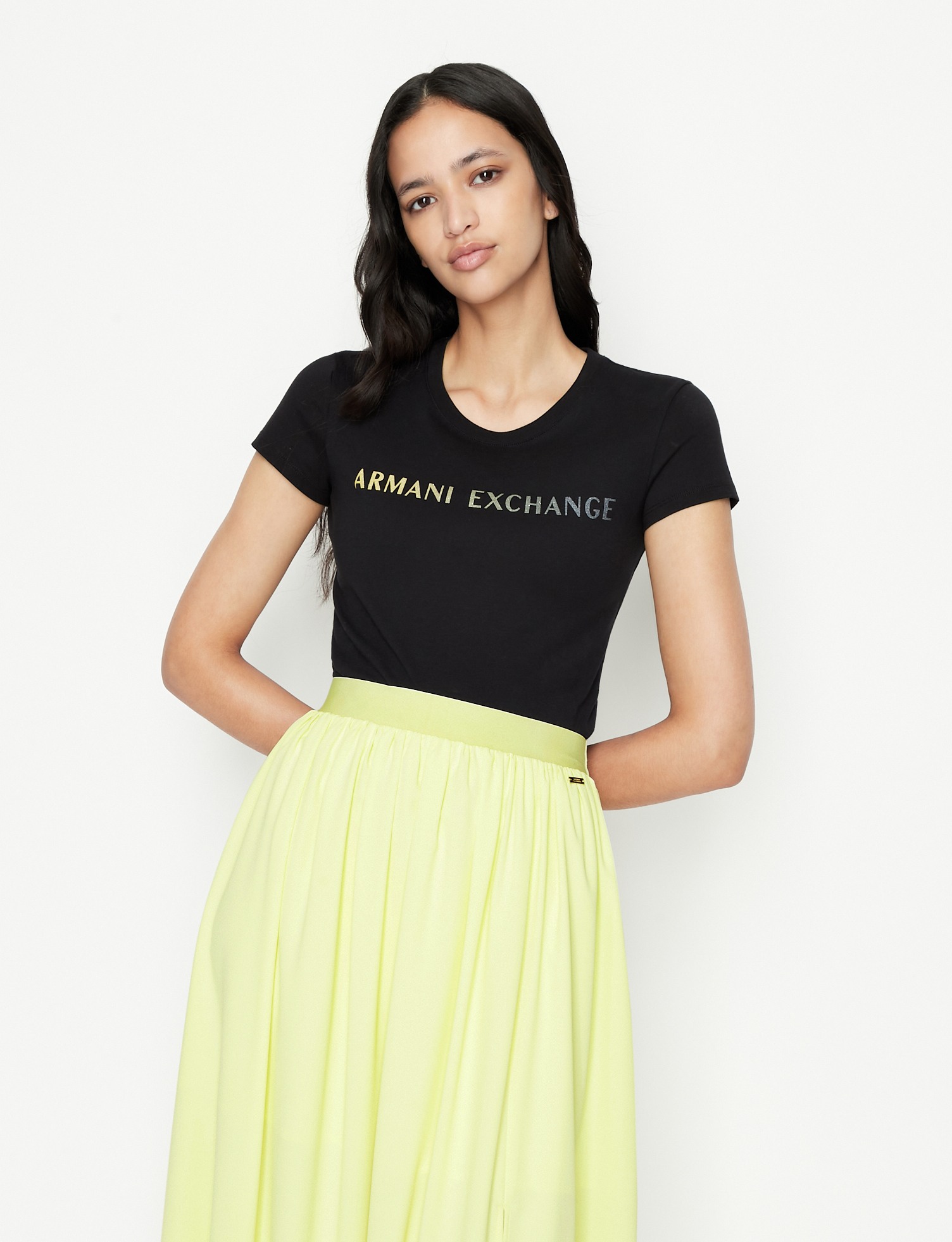 Women Black Cotton  T-Shirt