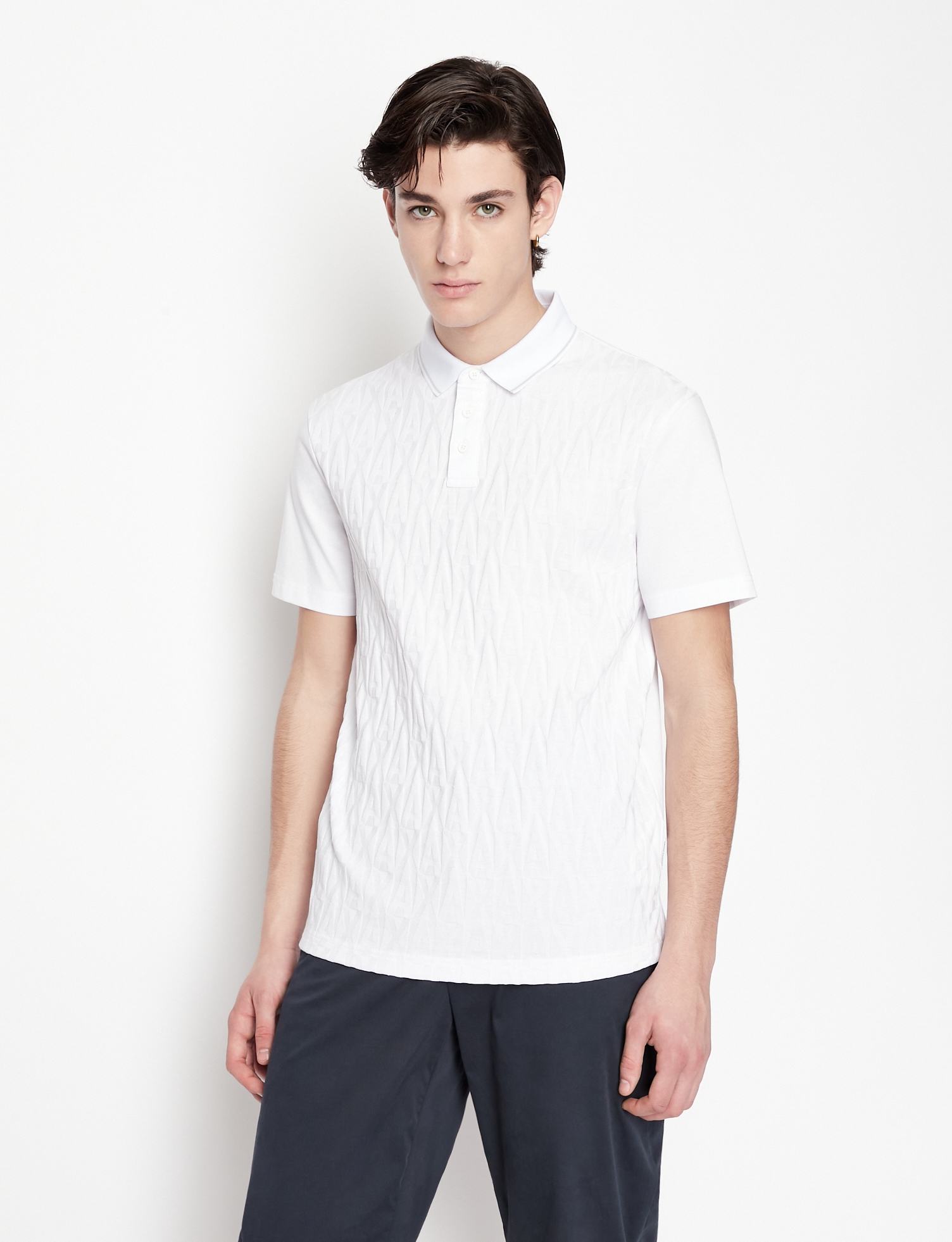 Regular Fit Polo T-Shirt with All-Over Jacquard Logo