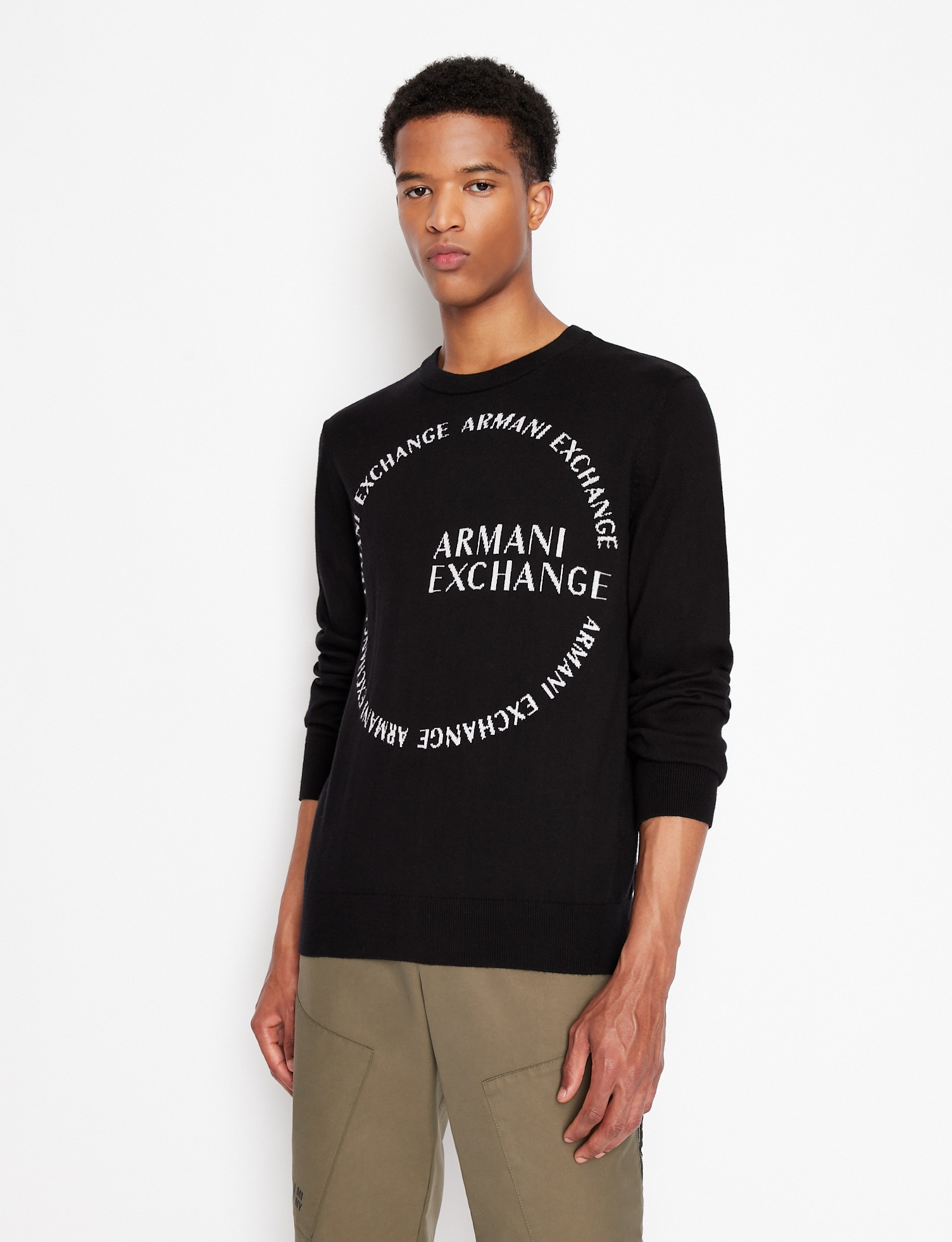 Organic Cashmere Cotton Pullover with Jacquard Logo