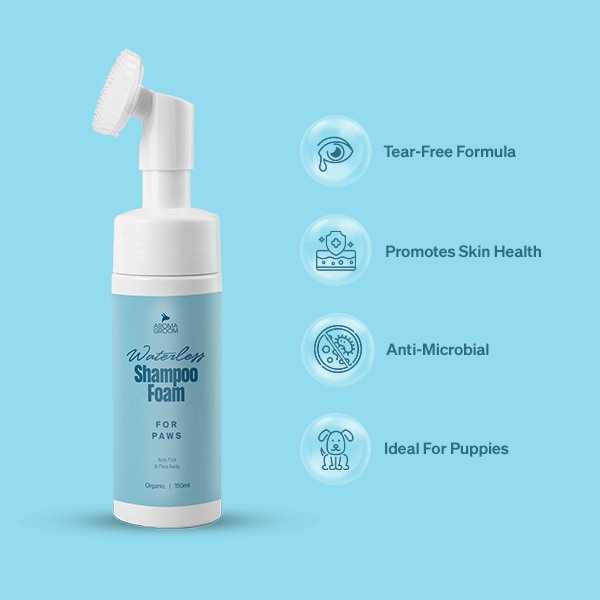Aroma Groom Paw Cleaner Foaming Waterless Shampoo - Anti-Tick &amp; Flea - 150 ml