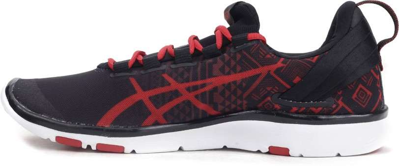 ASICS Women s Gel Fit Sana 2 Graphic Black and Vermilion Indoor Multisport Court Shoes