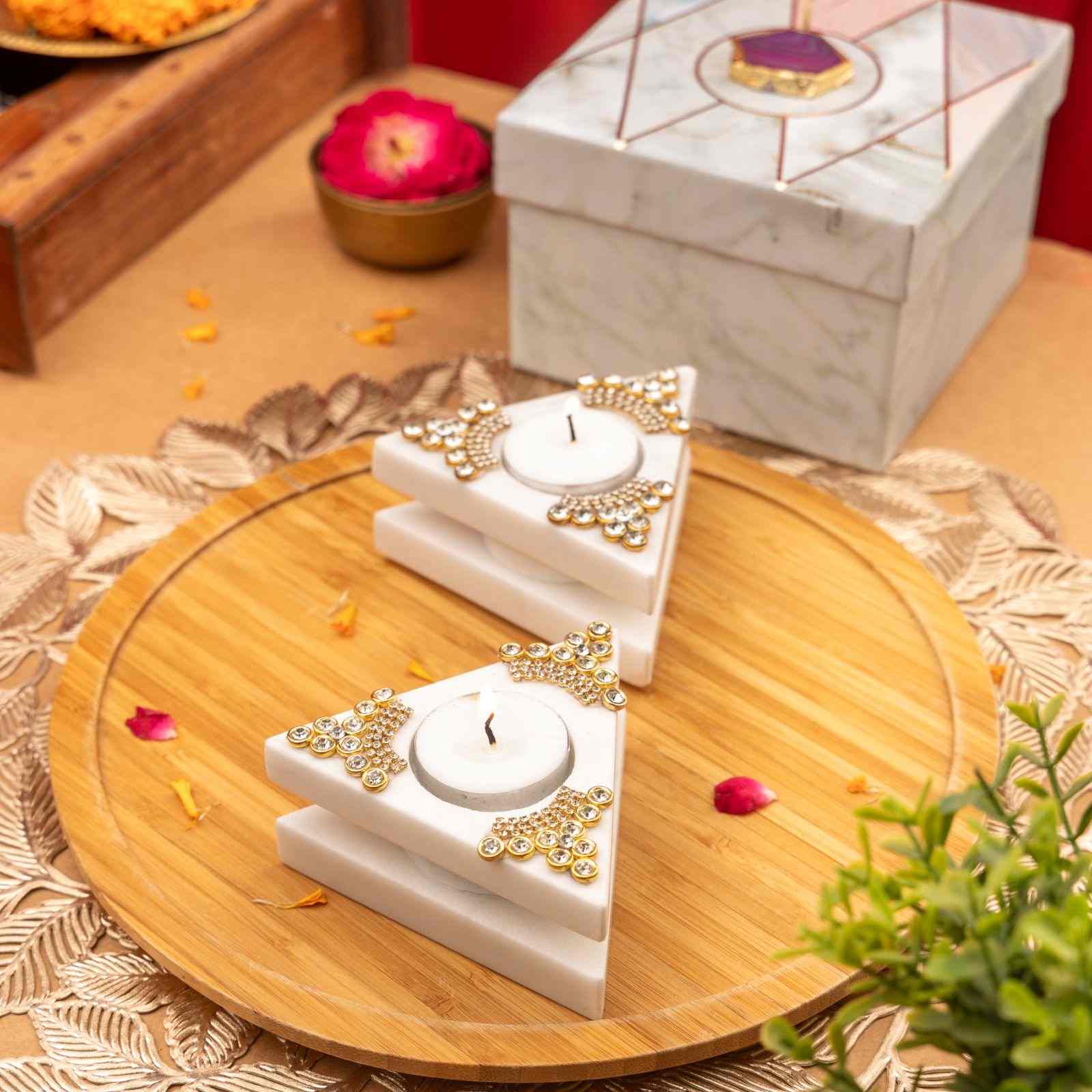 Swarovski Engraved Tea-light Candle Holders