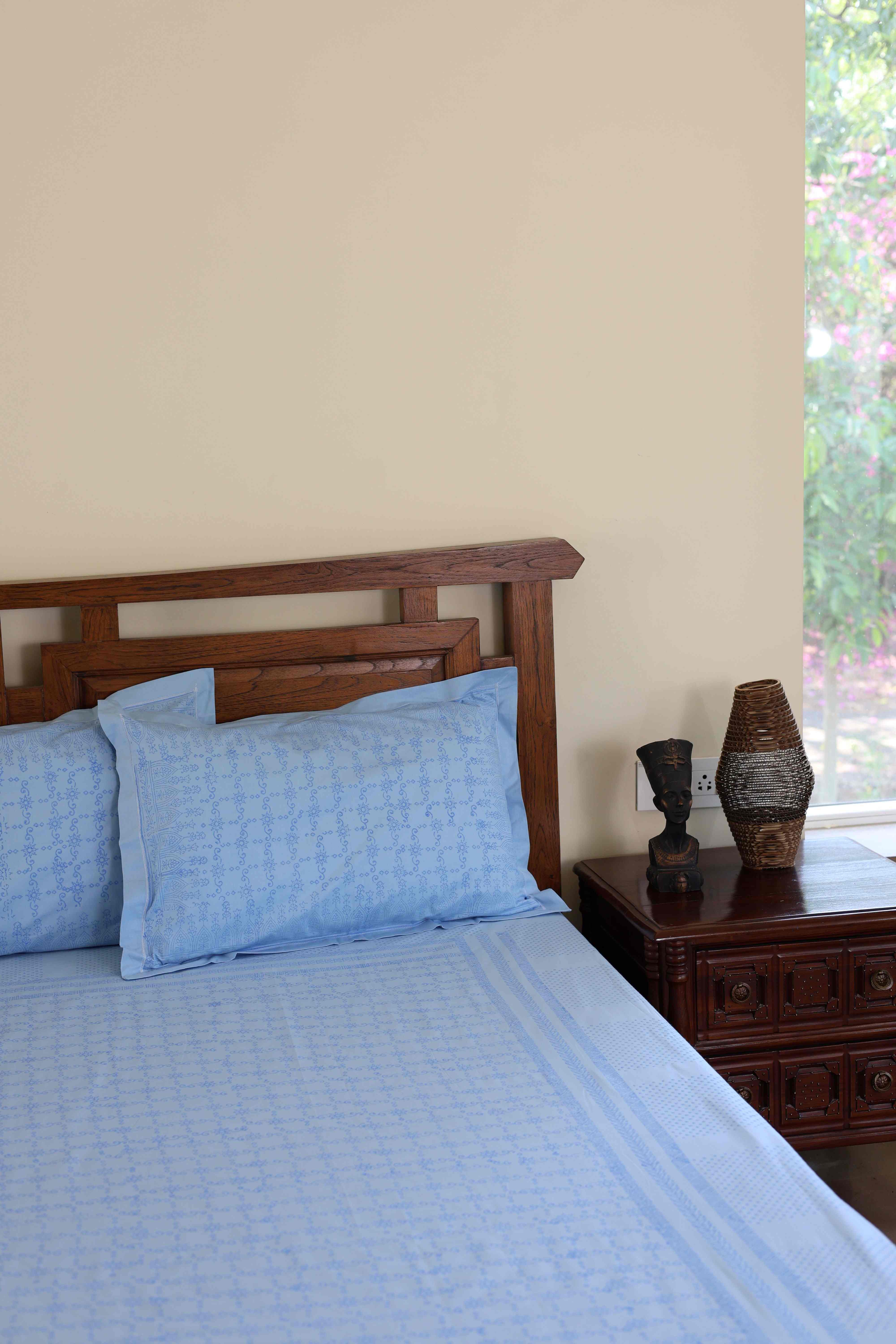 Cotton Hand Block Printed Kingsize Double Bedsheets With Pillow Covers Set