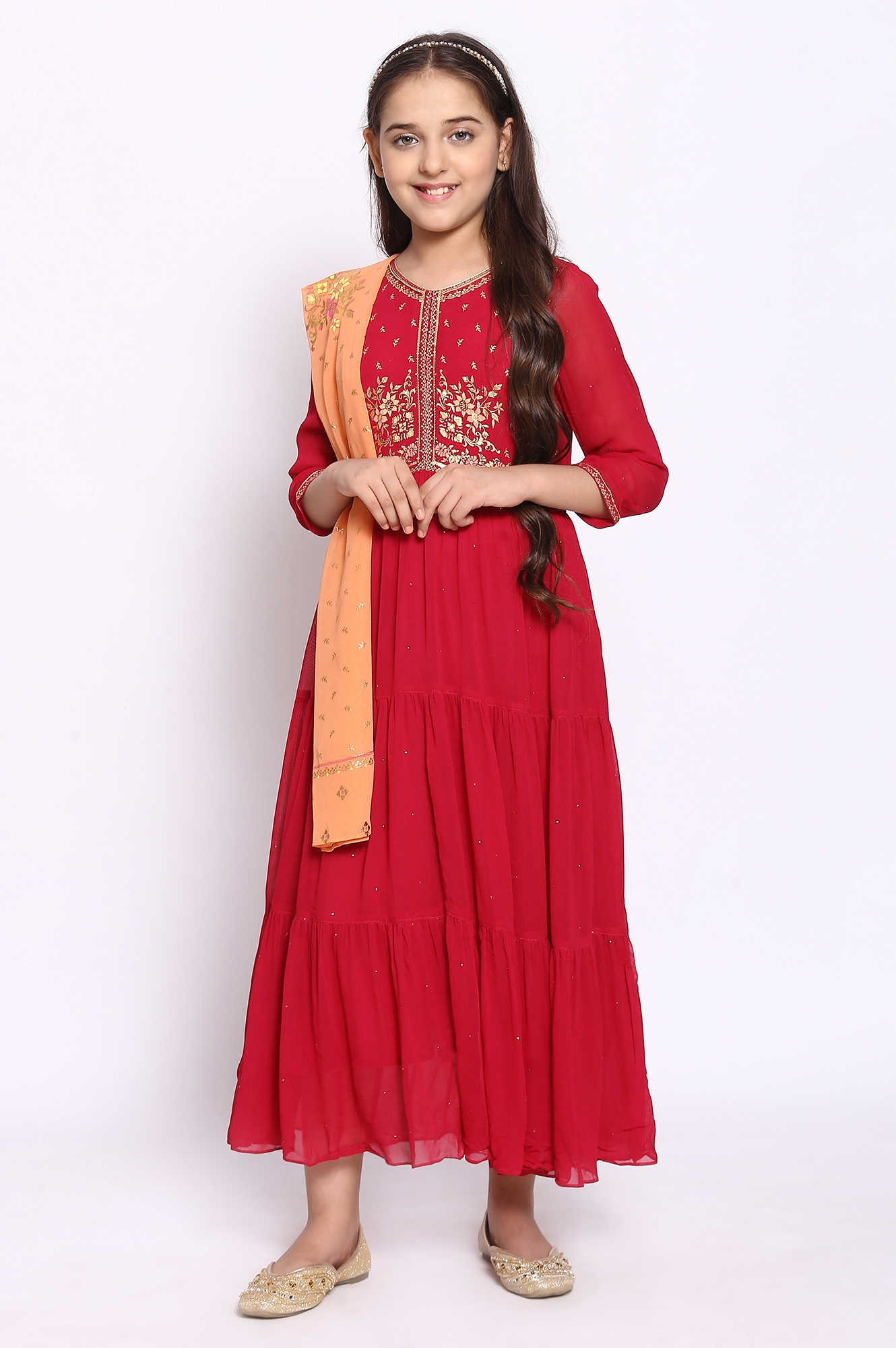 Buy Aurelia Red Embroidered Kurta Skirt Set With Dupatta for Women Online @  Tata CLiQ