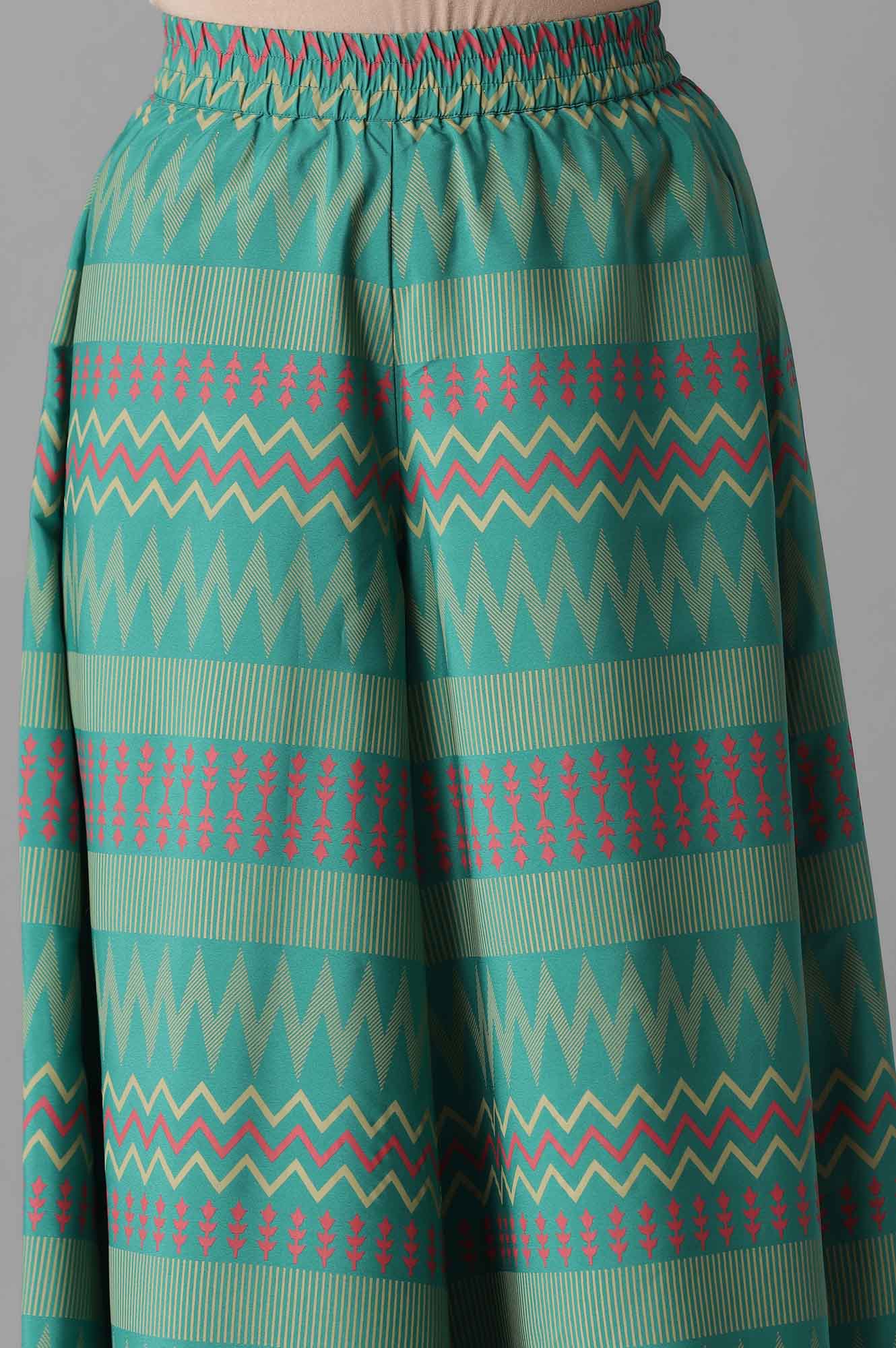 Pink Embroidered Solid Straight Kurta-Culottes Set