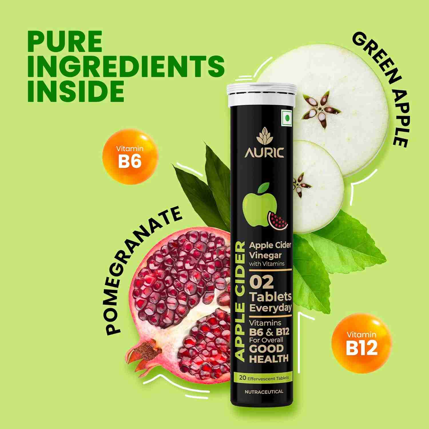 Auric Apple Cider Vinegar Vitamins|60 Acv Tab