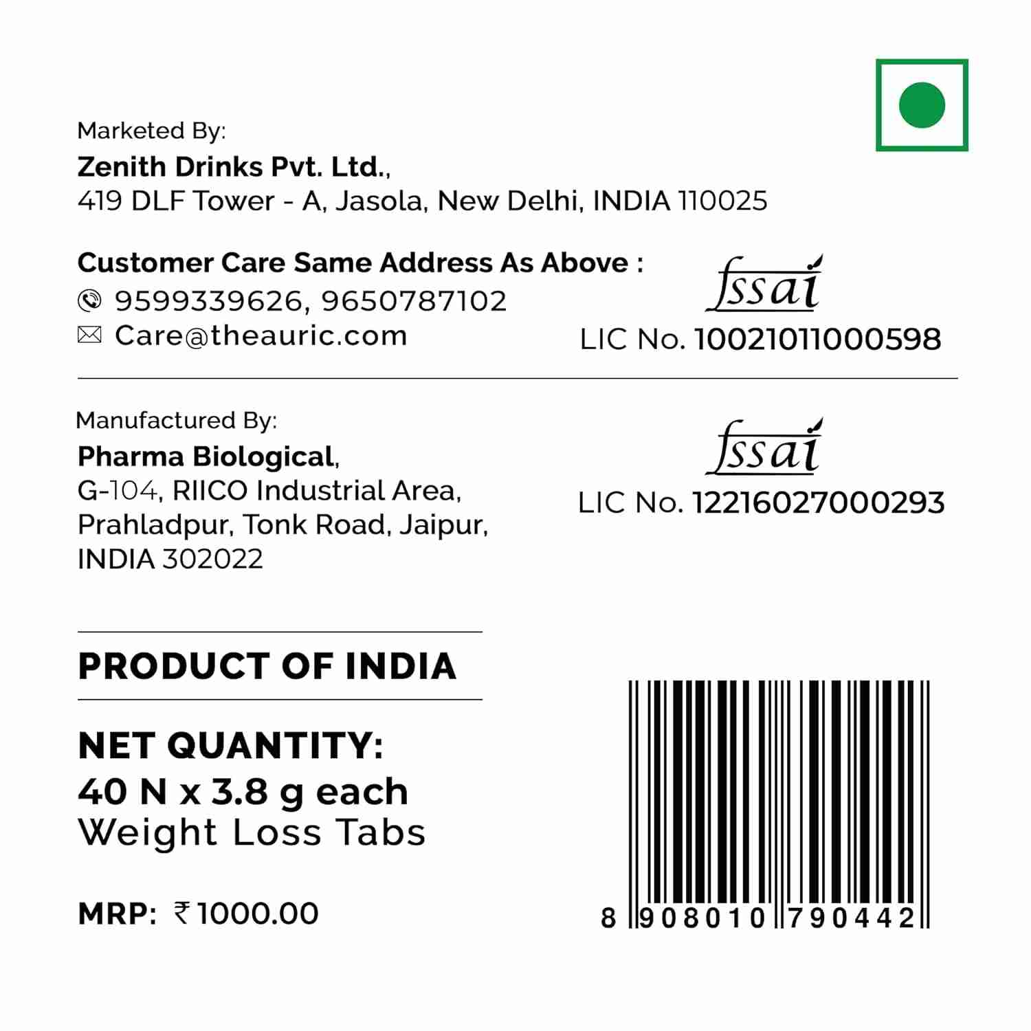 Auric Get Slim Effervescent | 40 Tab