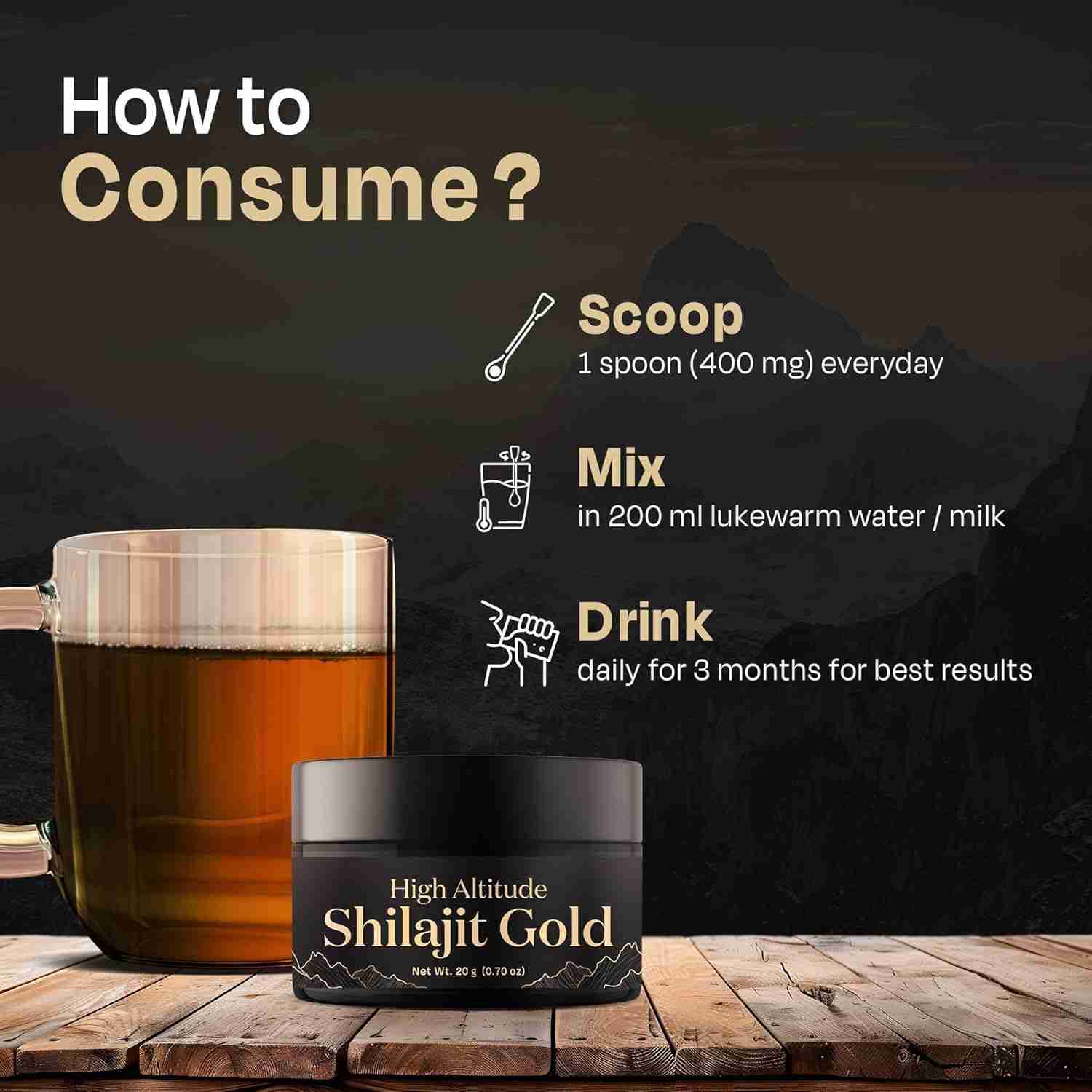 Auric Lab Certified High-Altitude Shilajit Gold Resin 20g | 75% Fulvic Acid + Humic Acid | 80+ Trace Minerals with Real Brass Spoon
