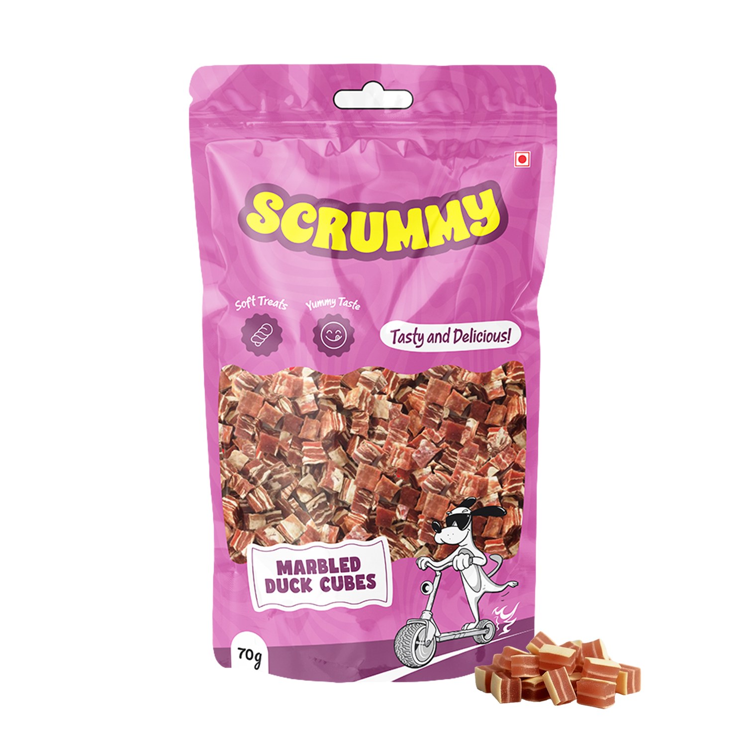Scrummy Marbled Duck Cubes Dog Treats 70g