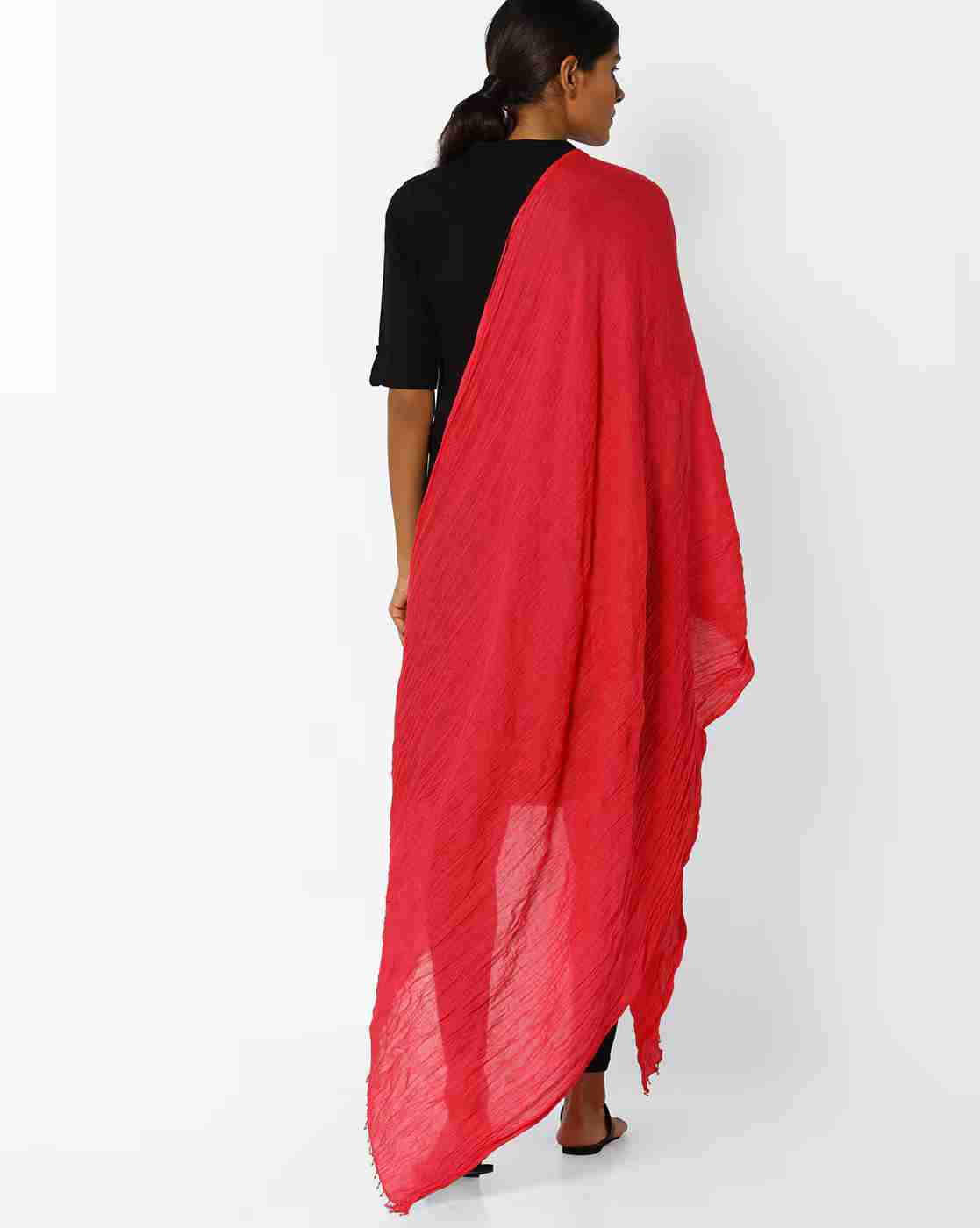 AVAASA MIX N' MATCH | Crushed Dupatta with Beaded Tassels|1