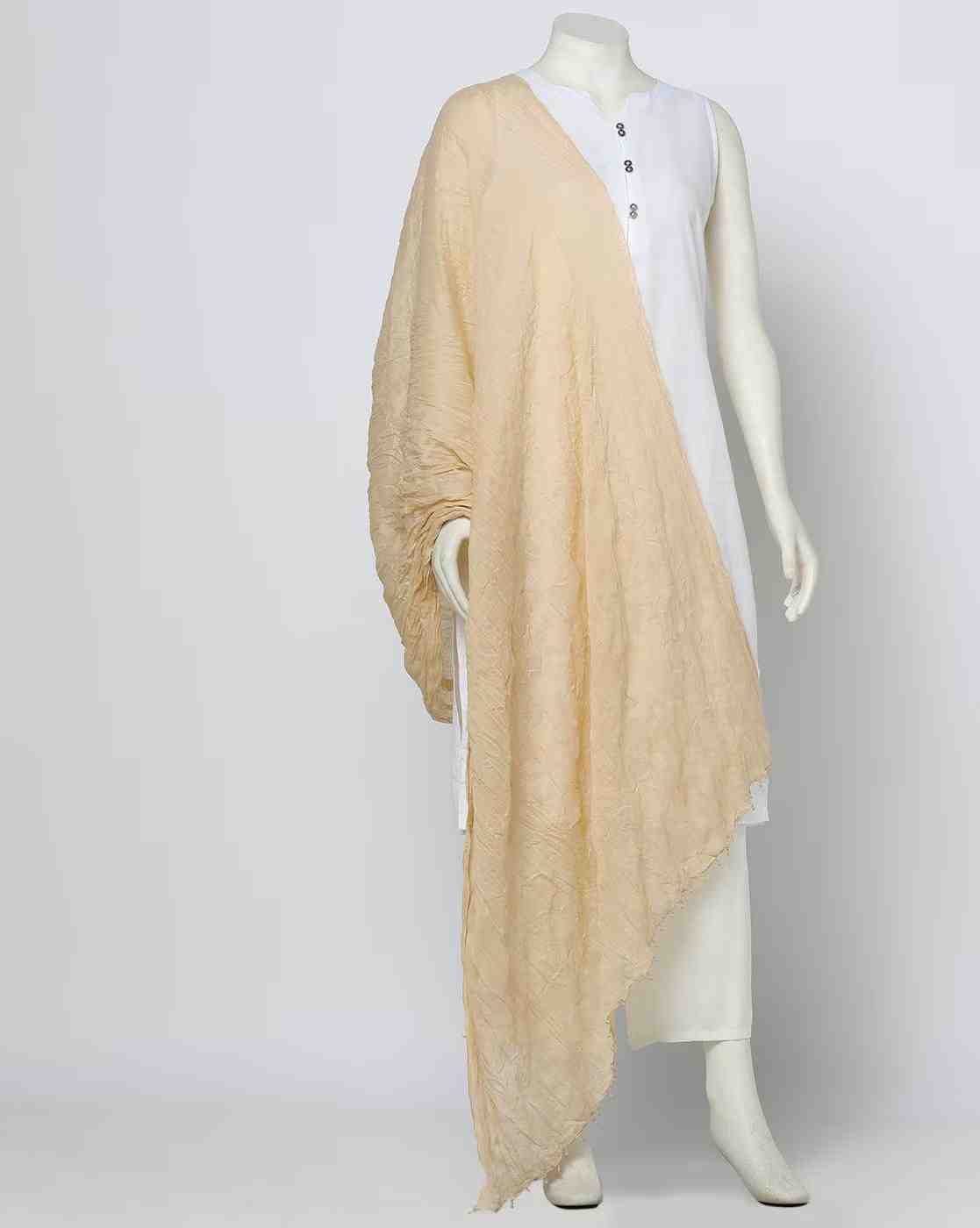 Crushed Dupatta with Beaded Tassels