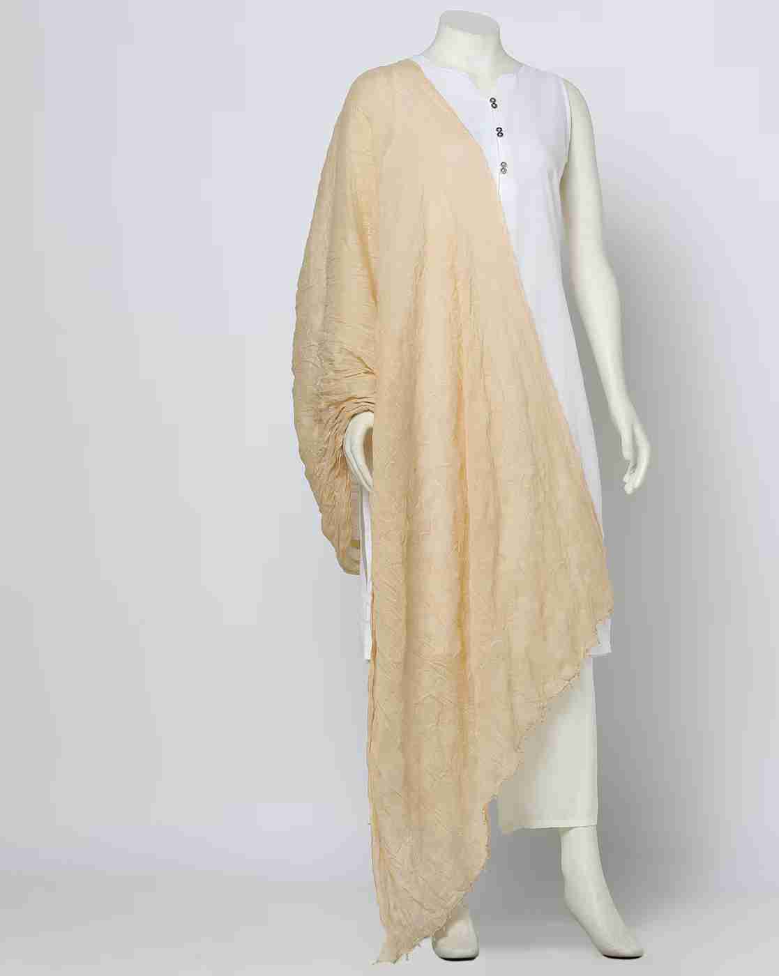 Crushed Dupatta with Beaded Tassels