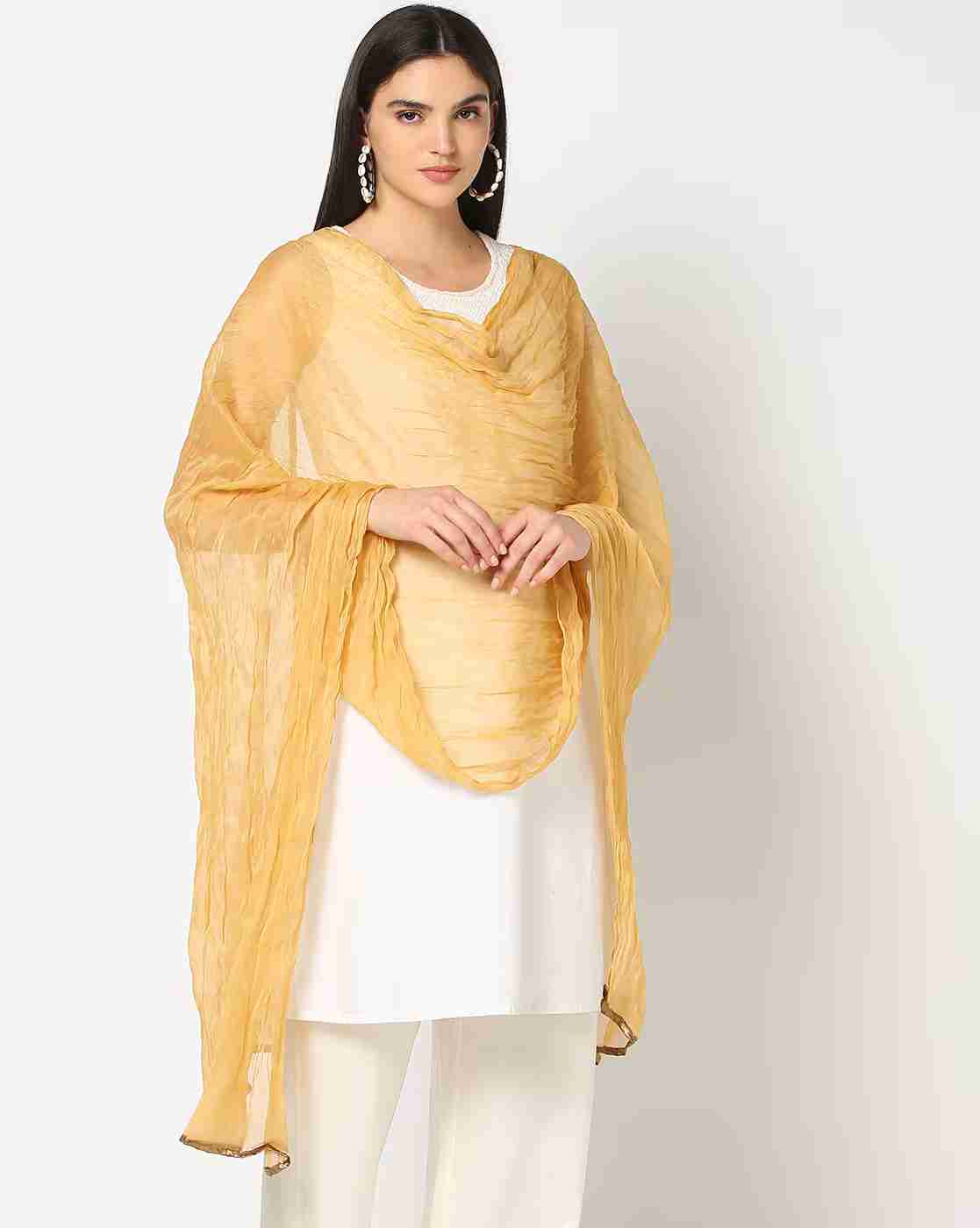 Women Crushed Dupatta with Zari Border