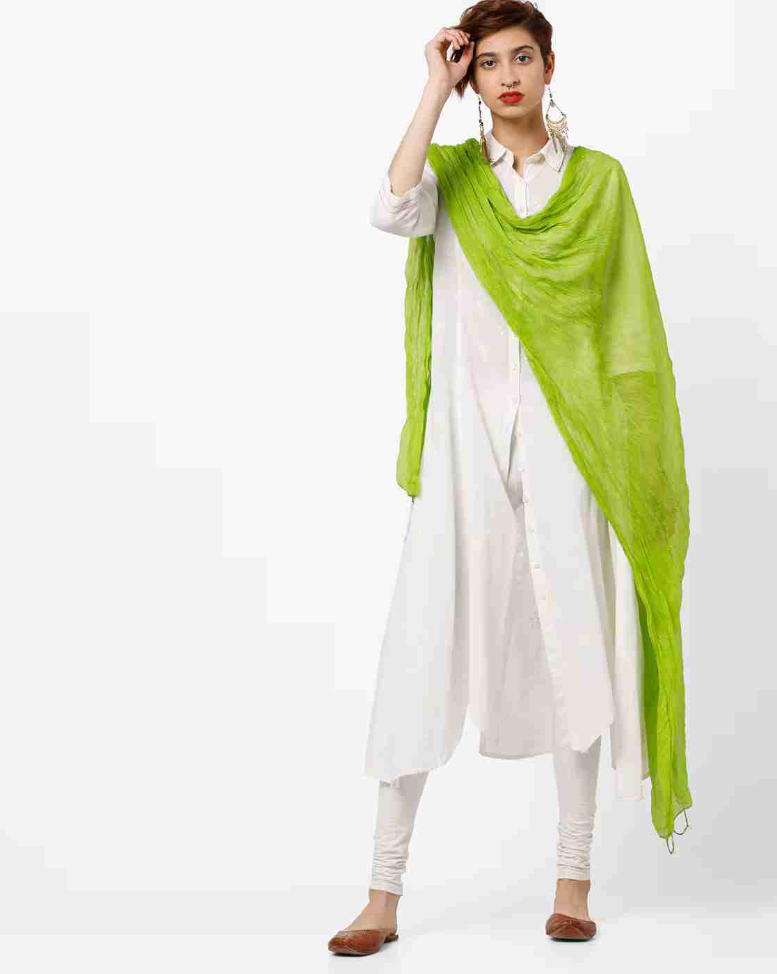 Crushed Dupatta with Embellished Border