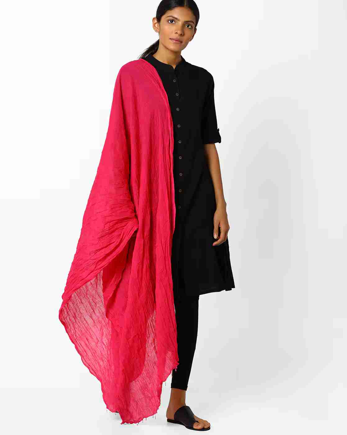 AVAASA MIX N' MATCH | Crushed Dupatta with Beaded Tassels|0