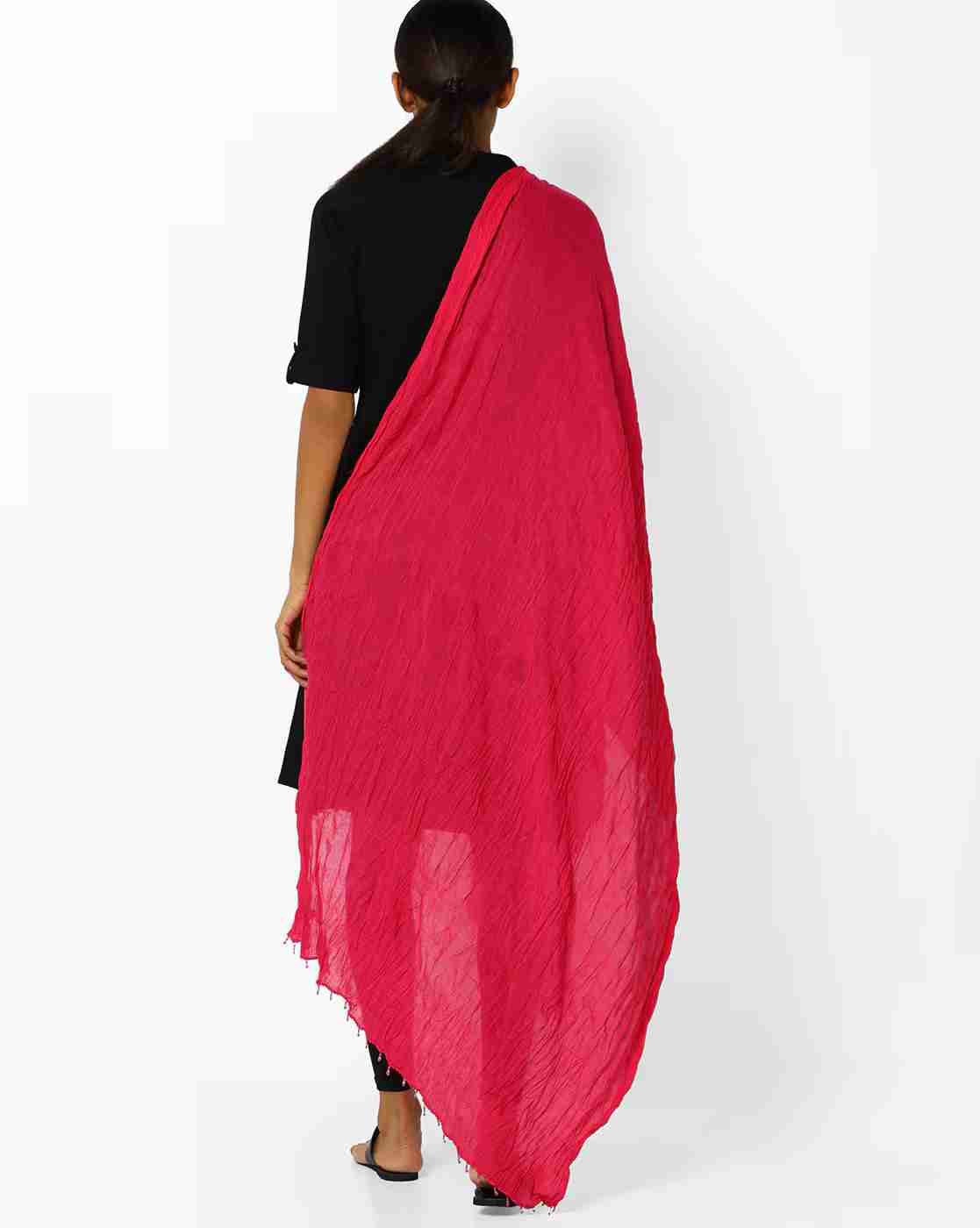 AVAASA MIX N' MATCH | Crushed Dupatta with Beaded Tassels|1