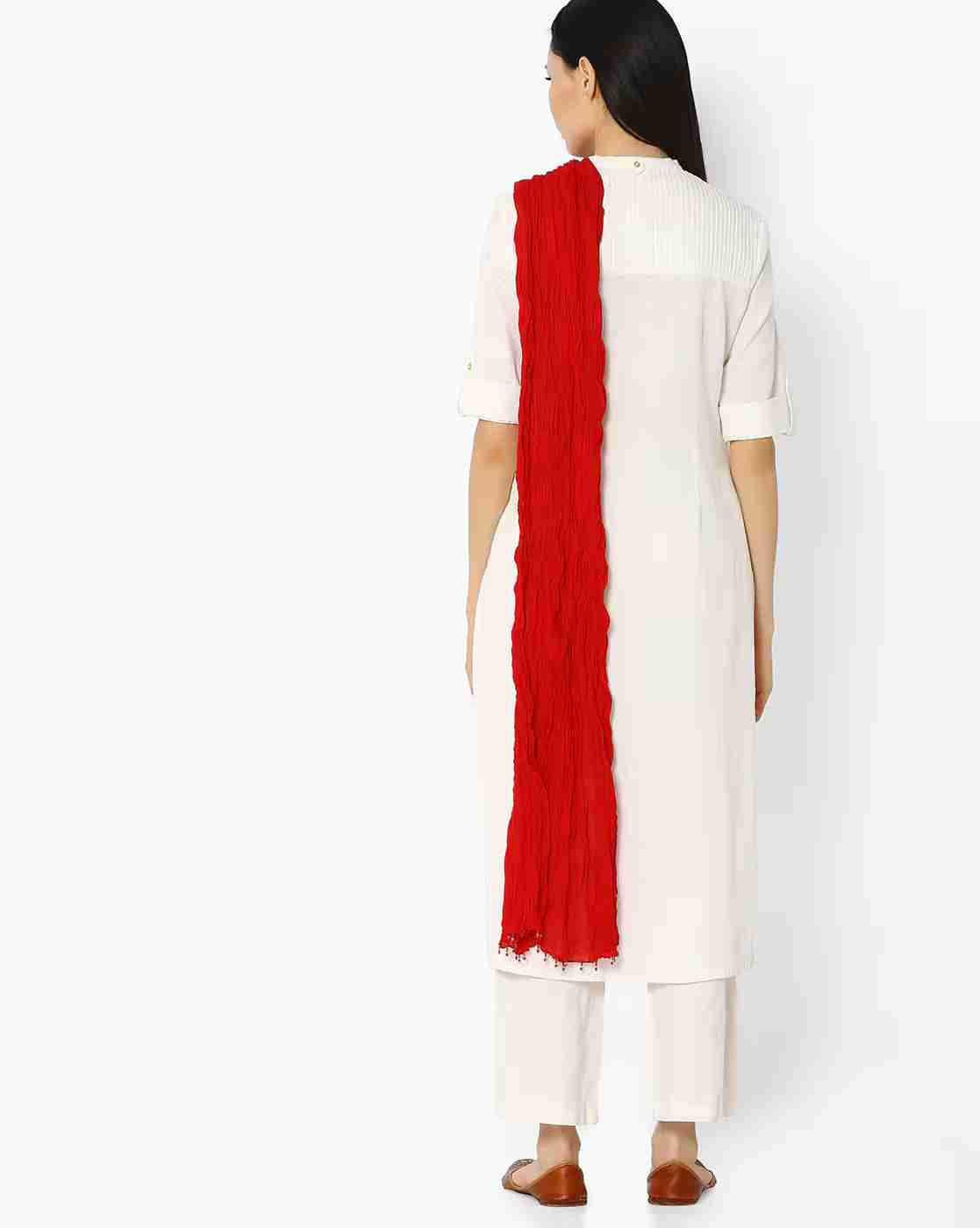 AVAASA MIX N' MATCH | Crushed Dupatta with Beaded Tassels|1
