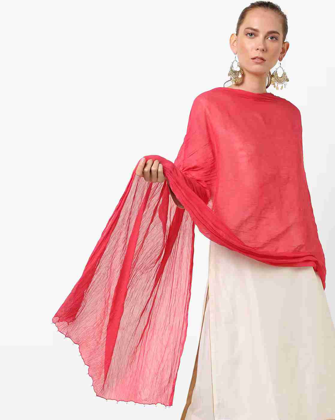 Crushed Dupatta with Beaded Hems