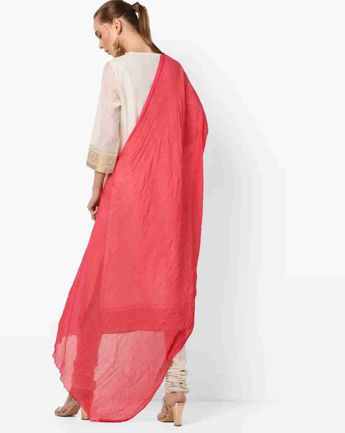 AVAASA MIX N' MATCH | Crushed Dupatta with Beaded Hems|1