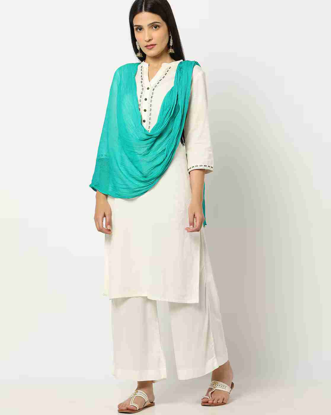 Crushed Dupatta with Beaded Hem